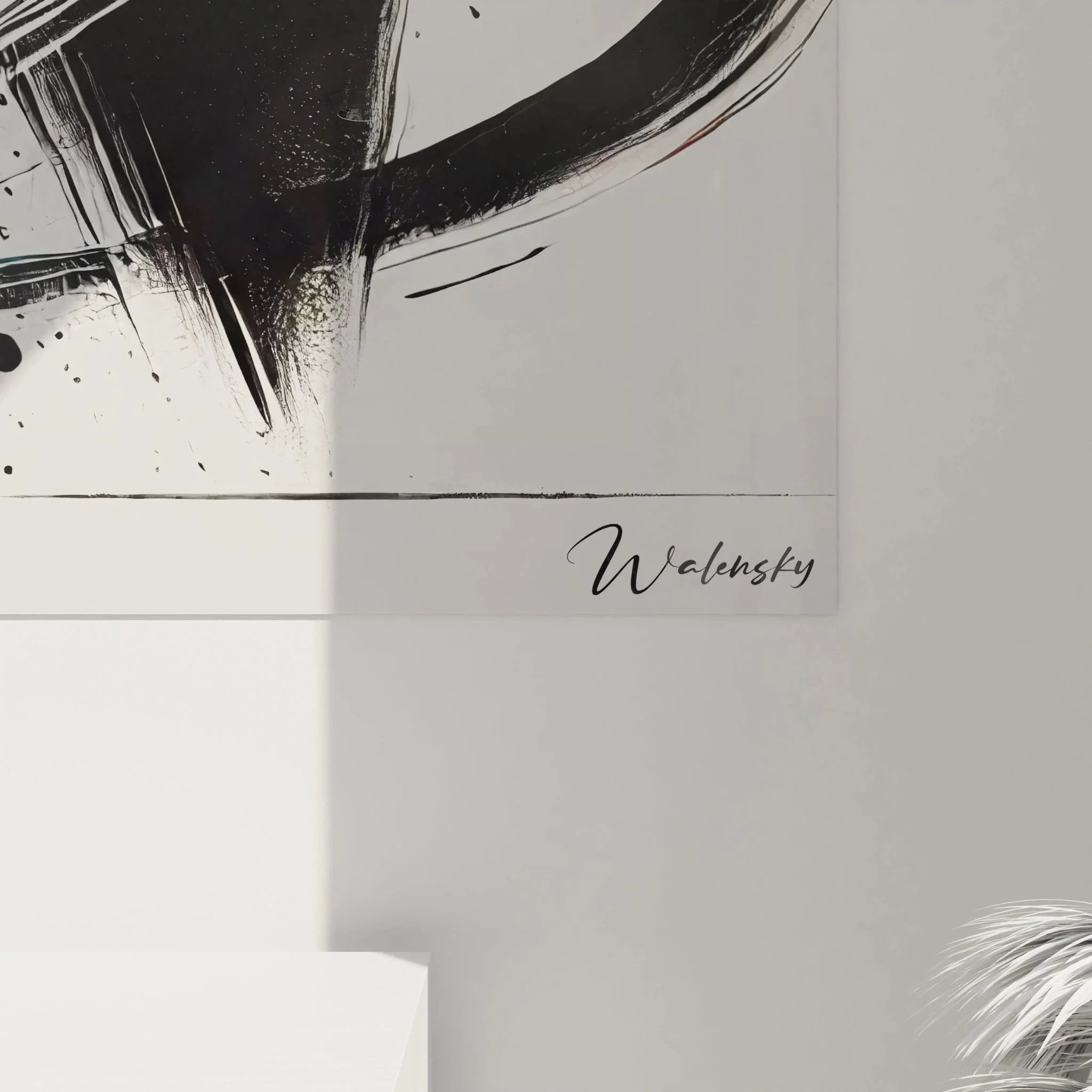 Gesamtansicht Panther Leinwandbild mit dynamischen Brushstrokes und kreisförmigem Hintergrundmotiv