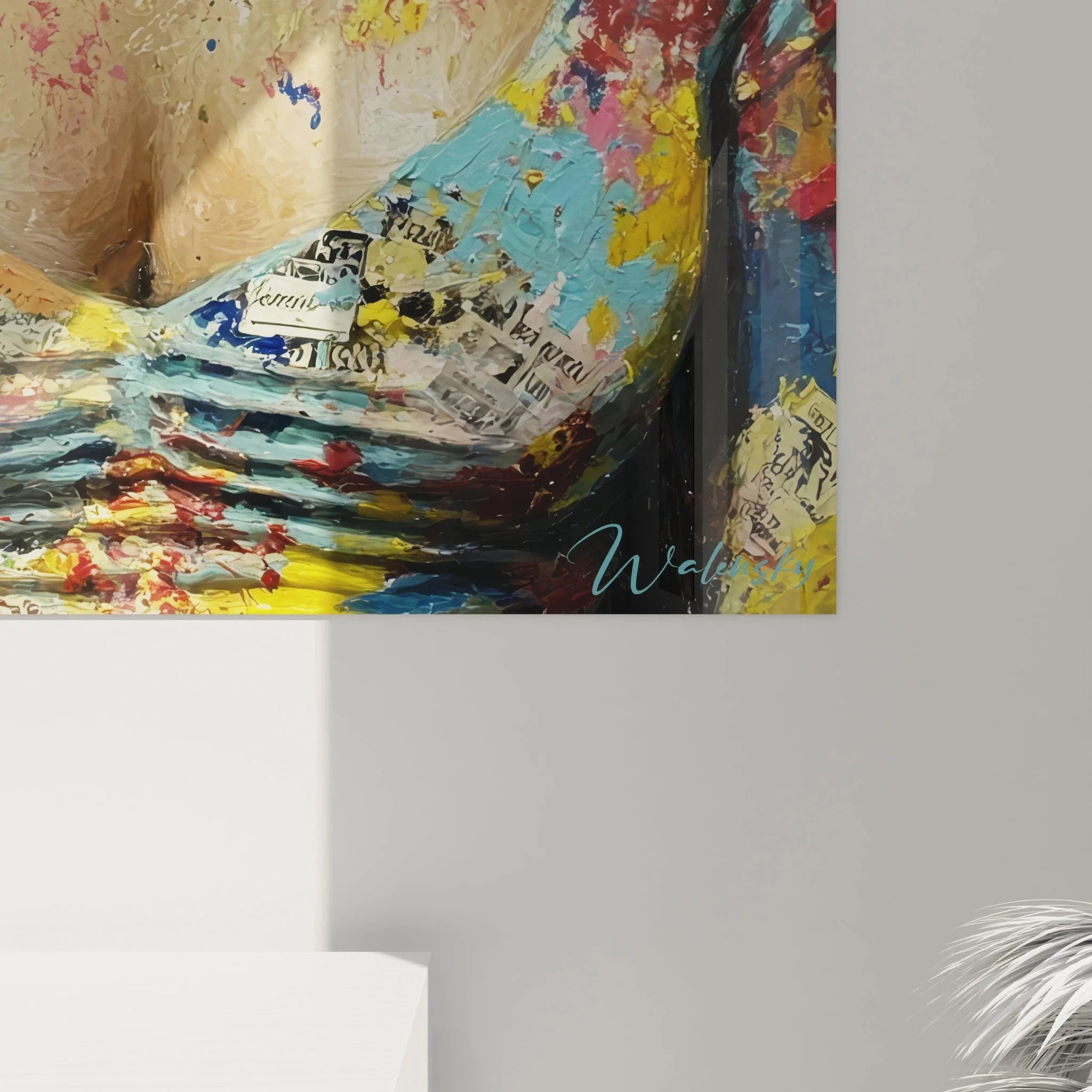 Gesamtansicht Street Art Wandbild mit Urban Portrait und expressiven Graffiti Elementen im Pop Art Stil