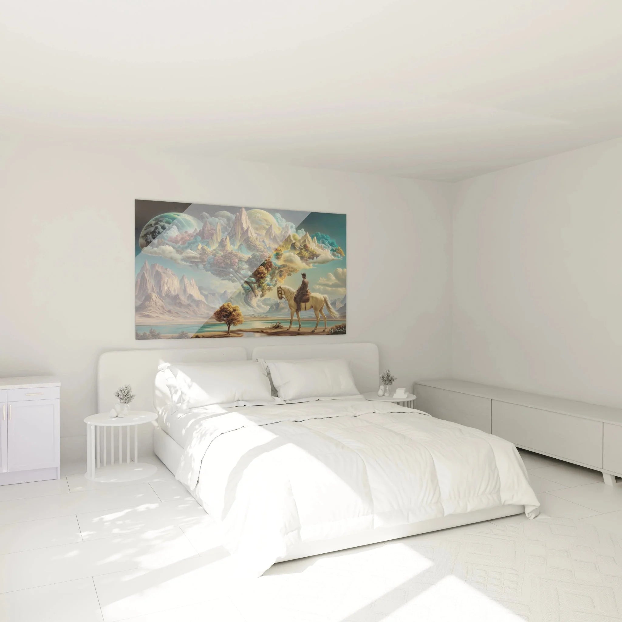 Surrealismus Wandbild Reiter Traumwelt dekoriert modernes Schlafzimmer elegant