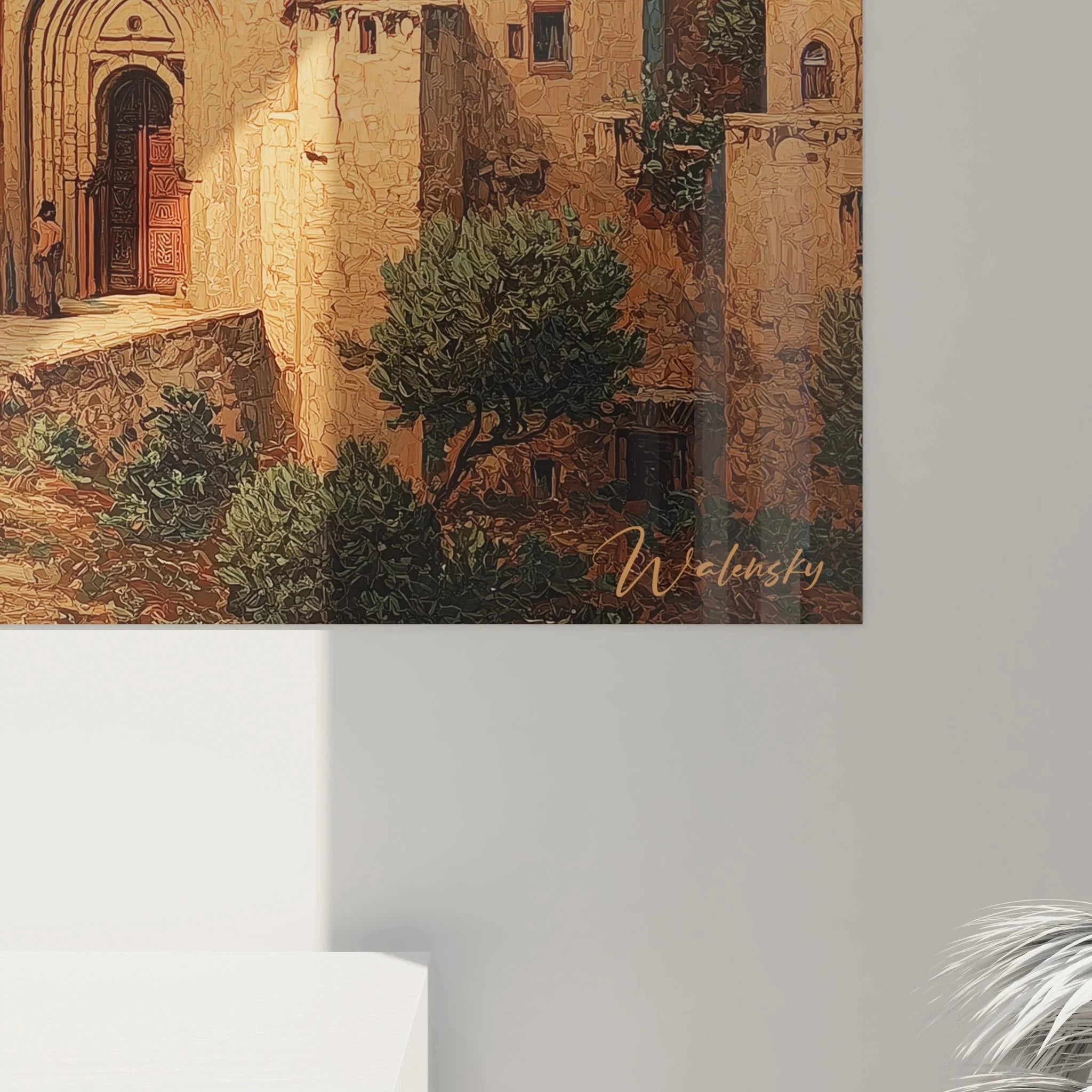 Gesamtansicht Wandbild orientalische Stadtlandschaft Jerusalem Mondschein Zypressen Edition Orientalismus