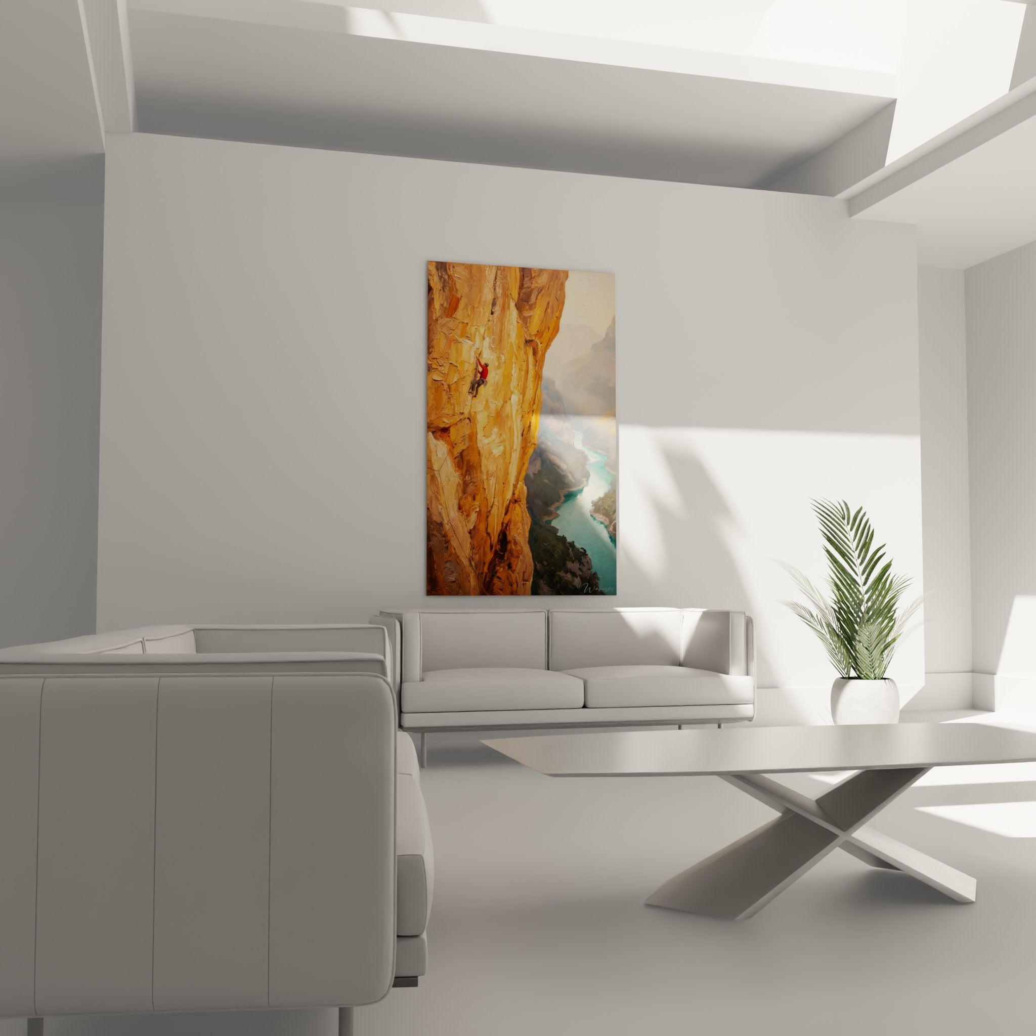 Nahaufnahme Wandbild Details Kletterer Felswand Textur Pinselstriche Edition Klettern