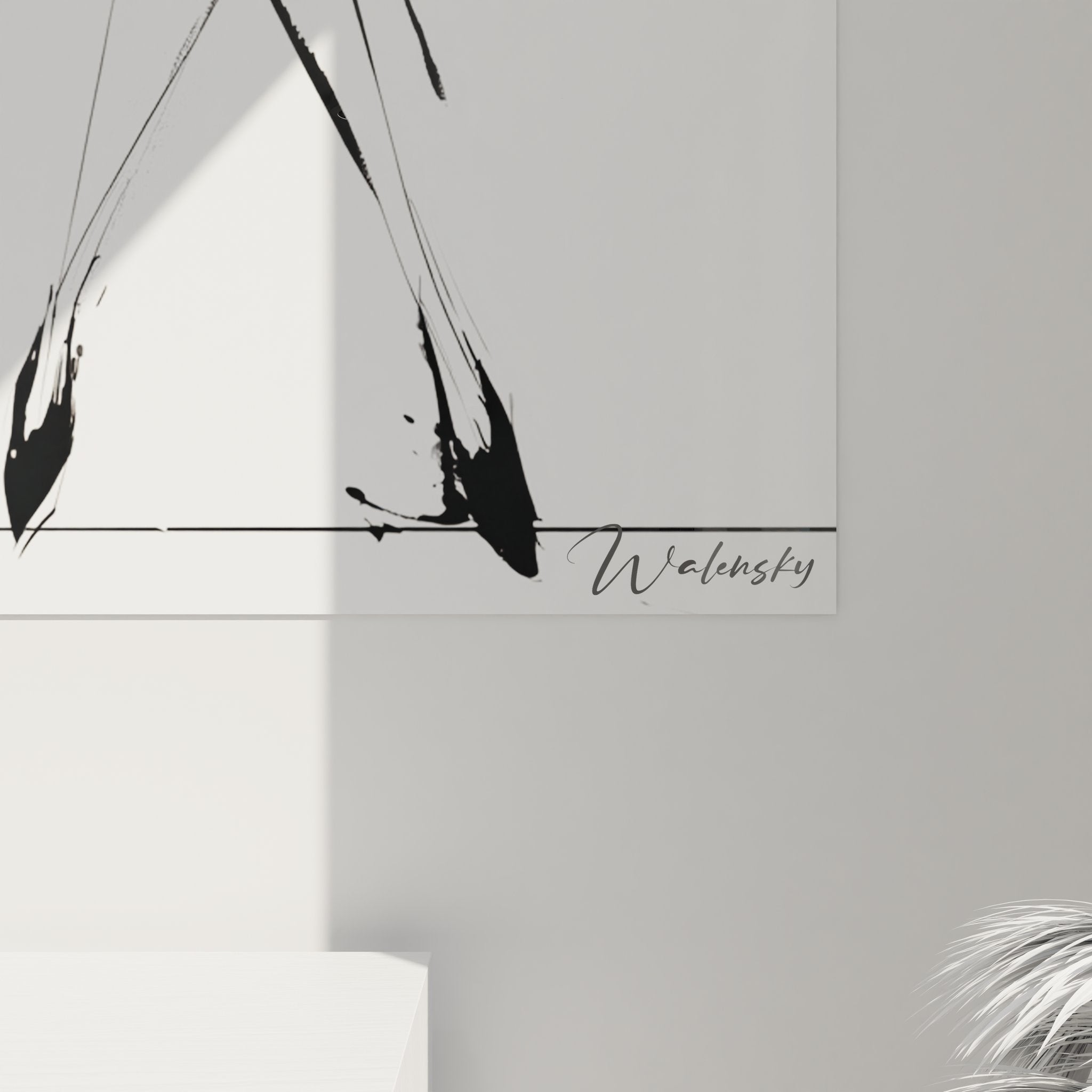 Gesamtansicht Wandbild elegante Frau Silhouette - komplette Schwarz-Weiß-Figur Komposition