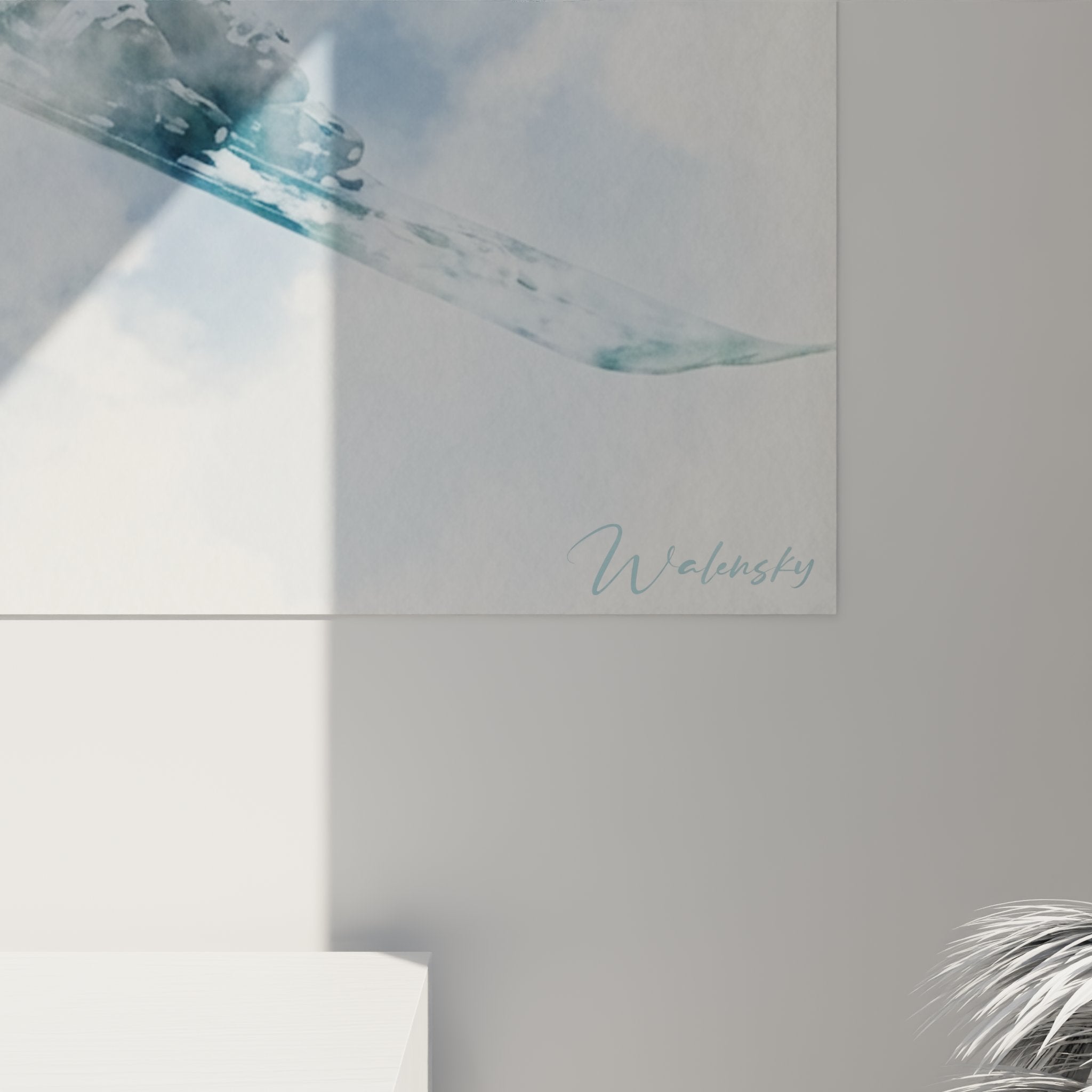 Gesamtansicht Wandbild Skifahrer Doppelbelichtung Berge moderne Ski Wandkunst