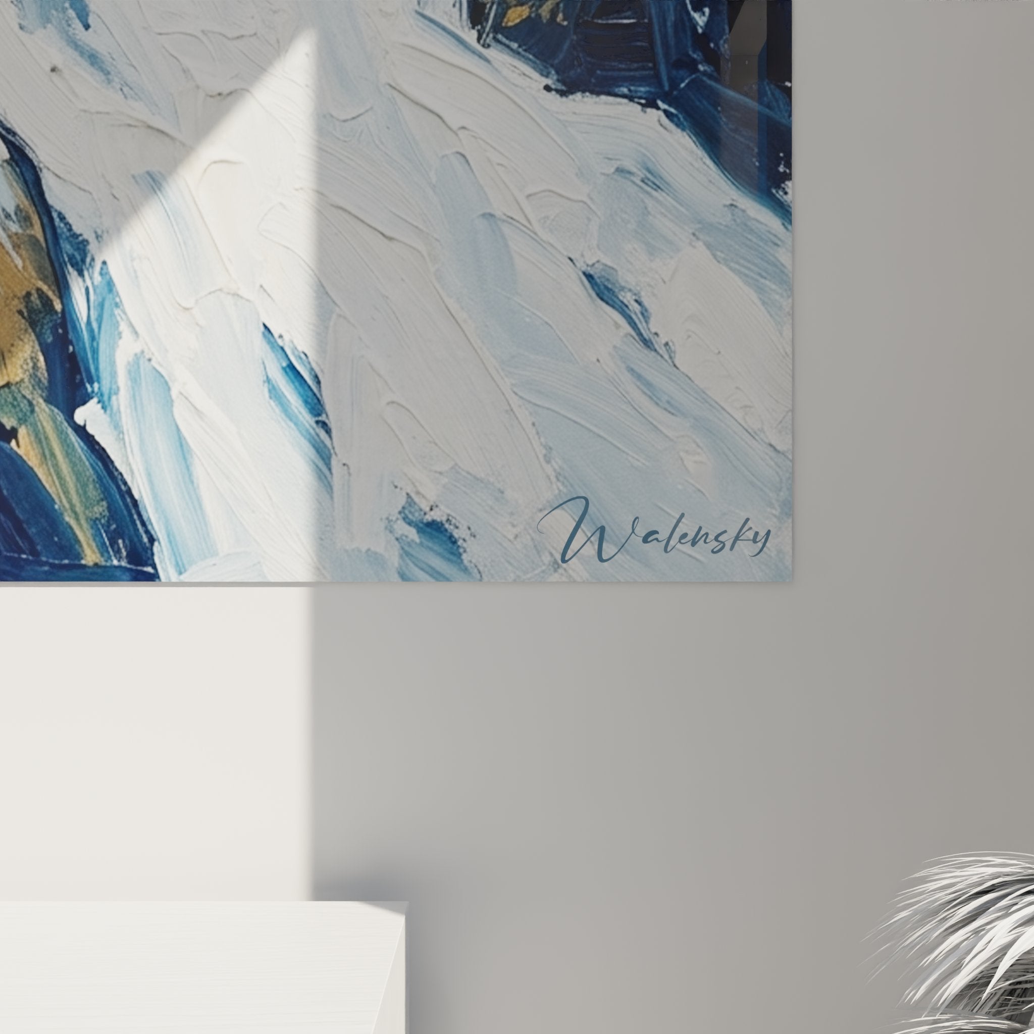 Gesamtansicht Skifahrer Wandbild, komplette Winterszene mit Bergkulisse als hochwertige Wandkunst für Zuhause