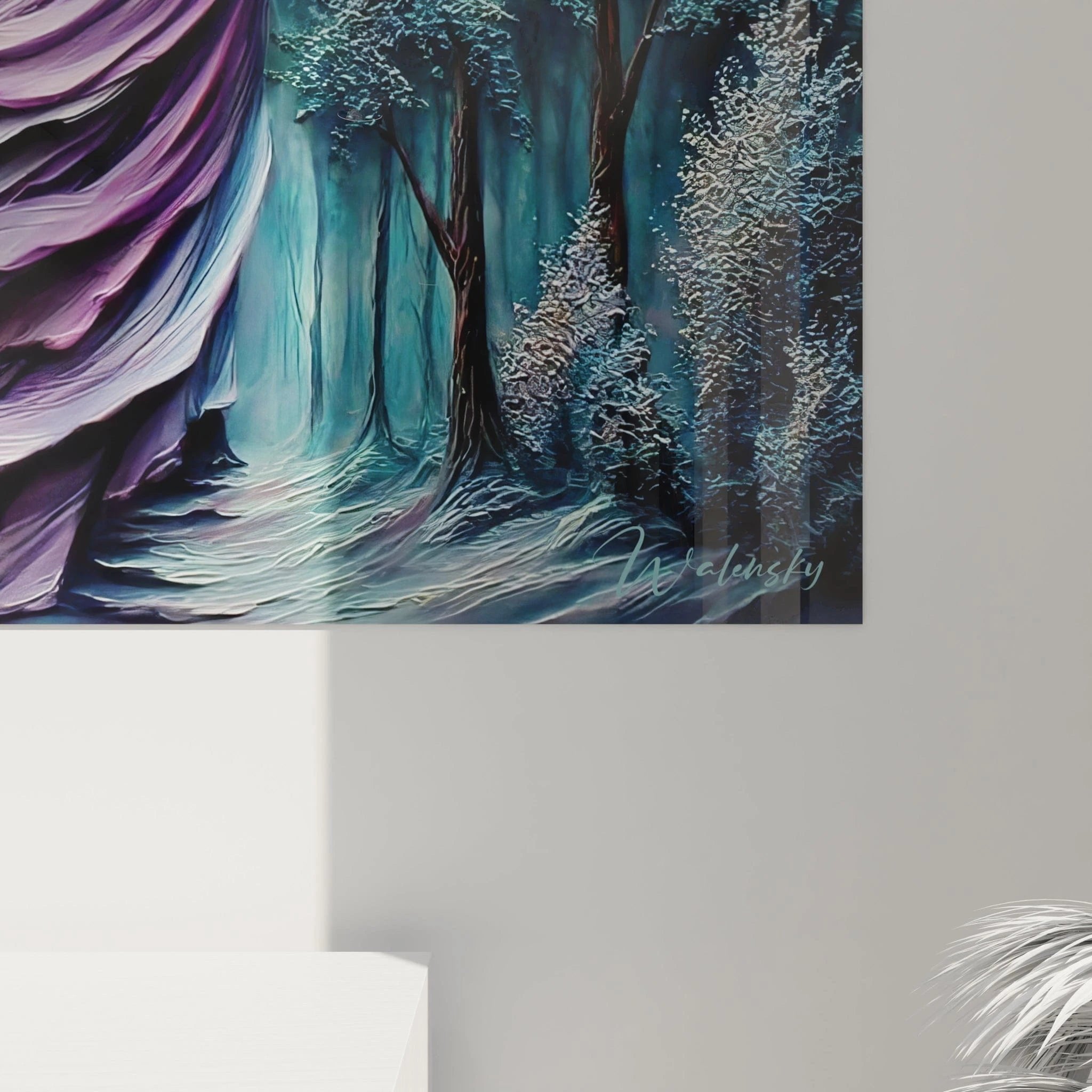 Gesamtansicht des Banshee Wandbildes zeigt vollständige Waldszene mit Geisterwesen