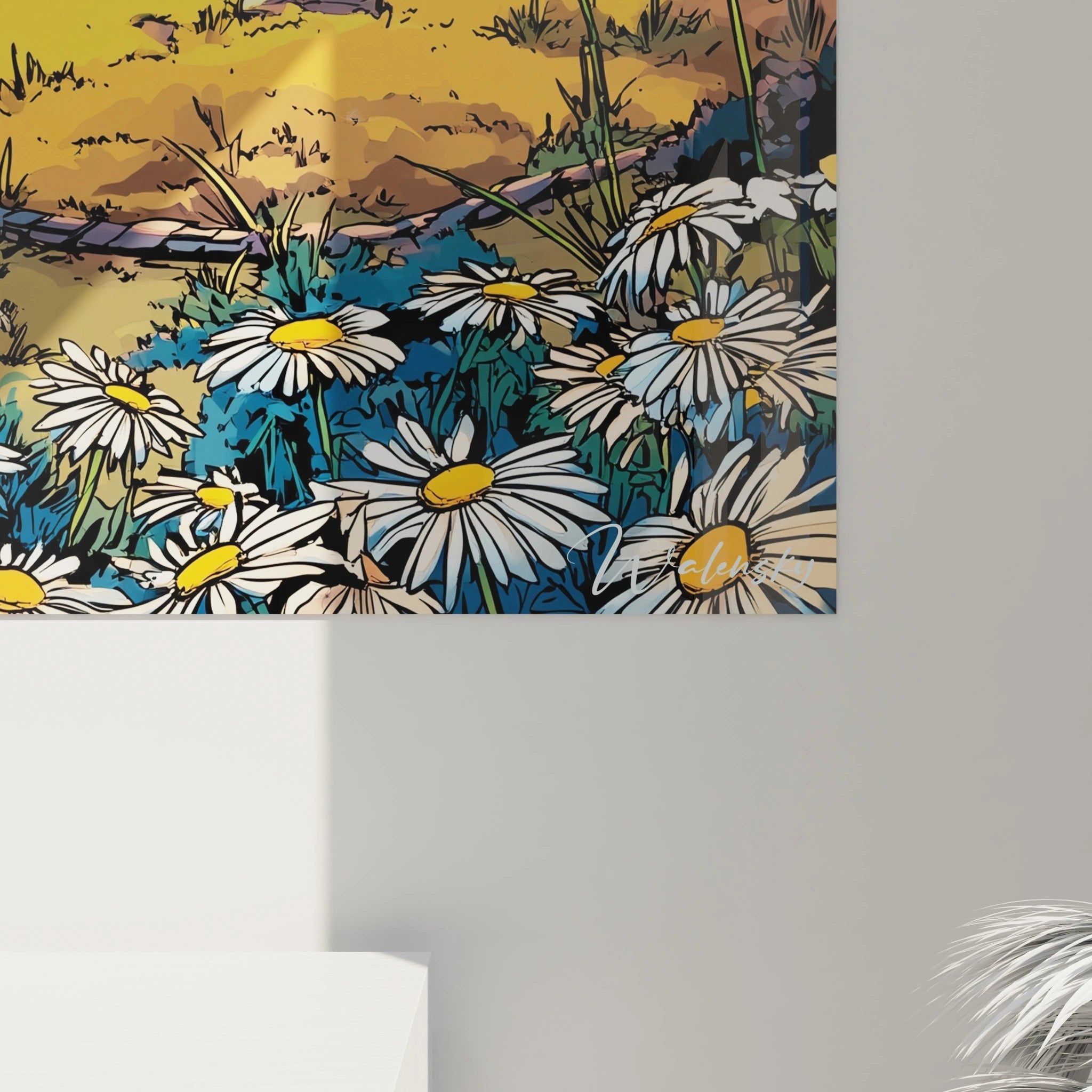 Gesamtansicht Wandbild Berglandschaft mit spektakulärem Farbspiel von Himmel bis Blumenwiese