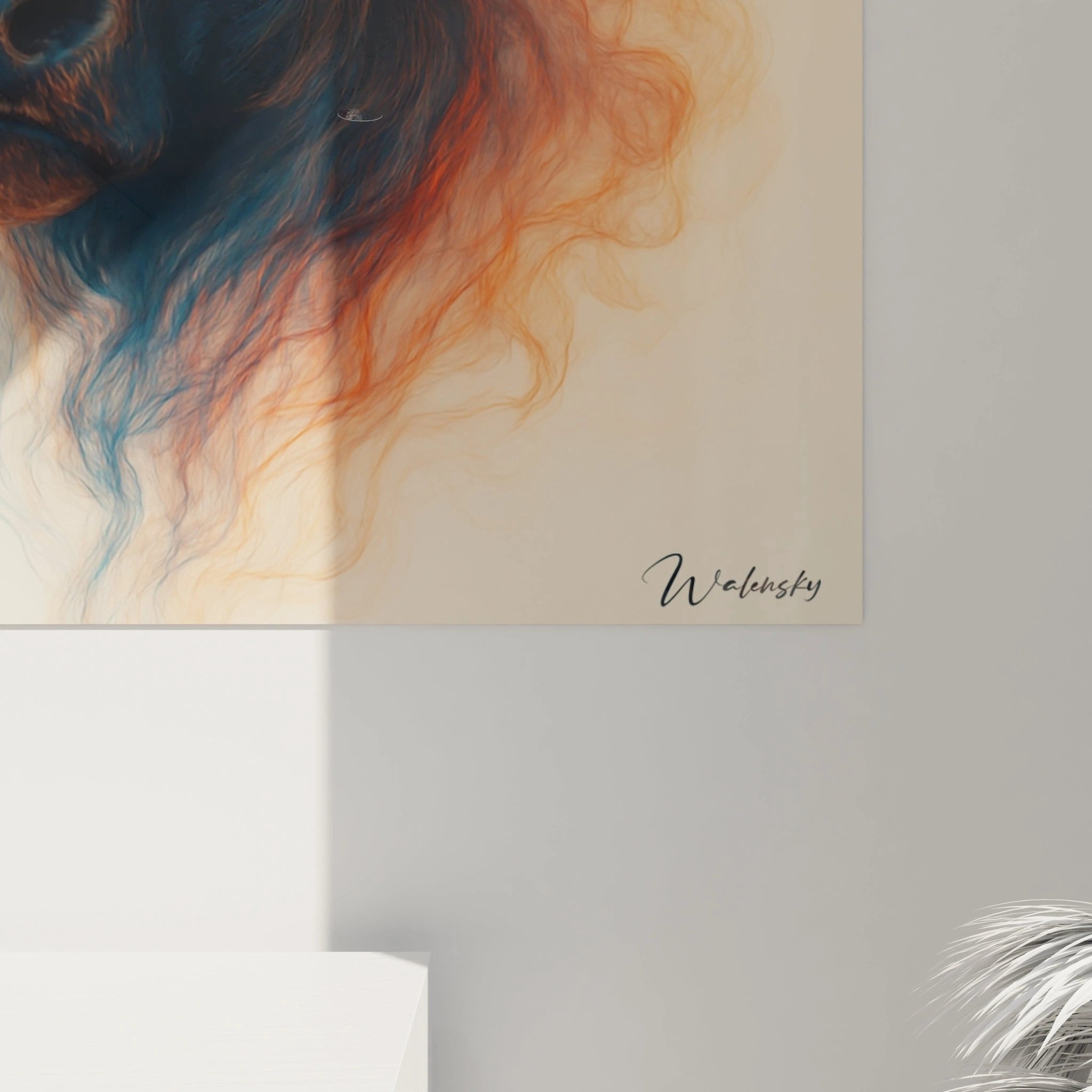 Gesamtansicht des Büffel Wandbildes Edition Fluid Art in elegantem Wohnambiente