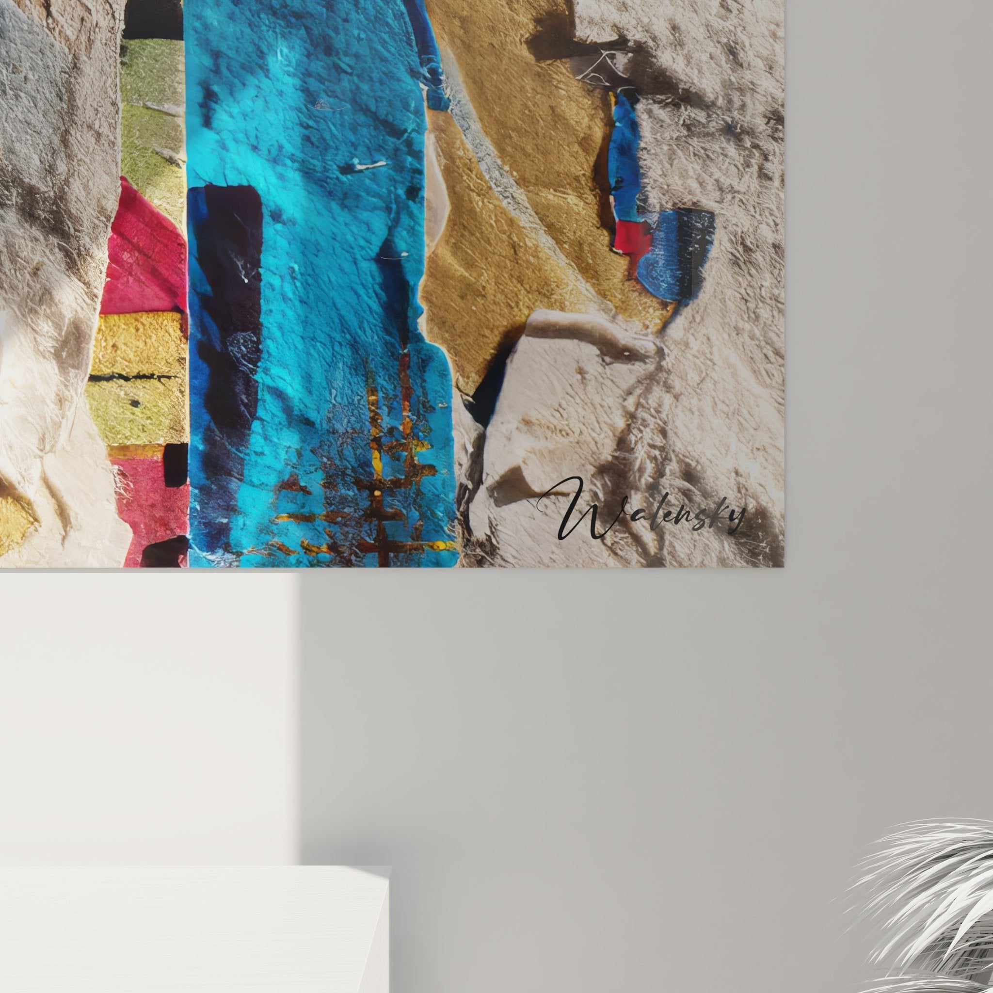 Gesamtansicht Wandbild abstrakte urbane Collage zerrissene Poster moderne Raumgestaltung Kunstdruck