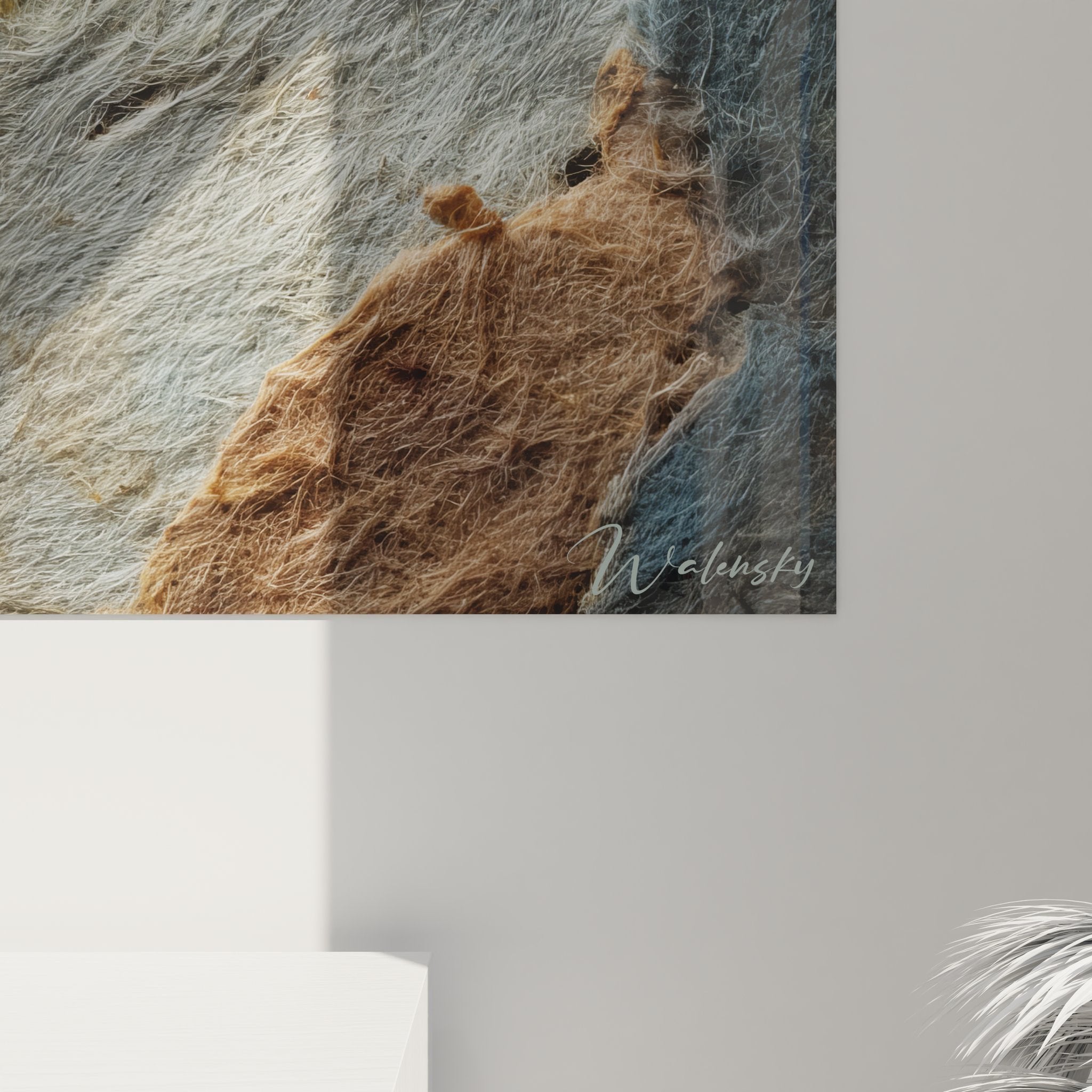 Gesamtansicht des geologischen Wandbildes mit allen Sedimentschichten und Farbnuancen