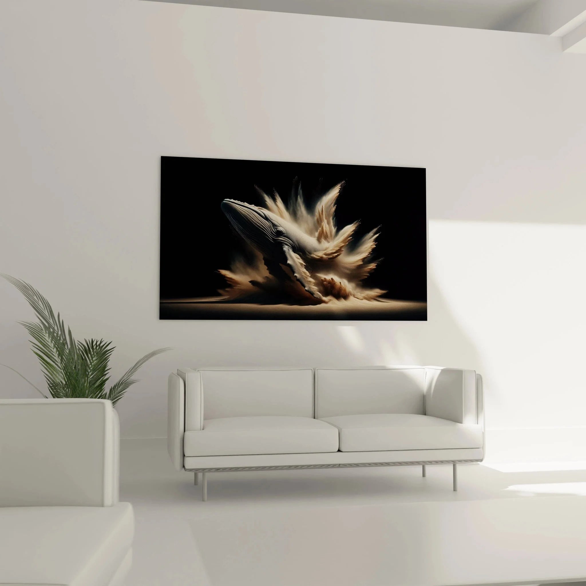 Detailaufnahme Wal Kunstdruck mit charakteristischen Furchen und Oberflächenstrukturen