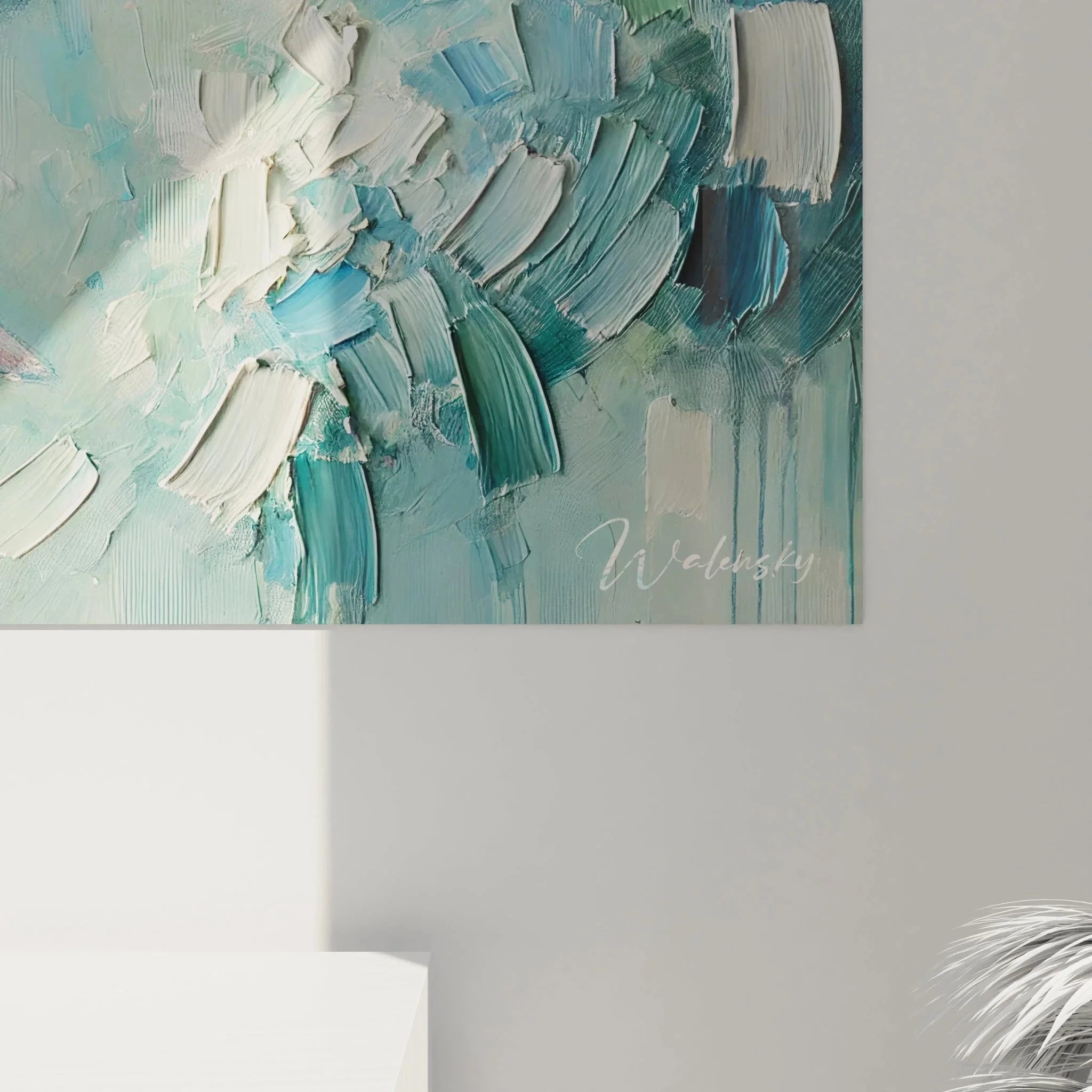 Gesamtansicht Wal Wandbild - komplette Darstellung des Ozean Kunstdrucks mit Rahmen