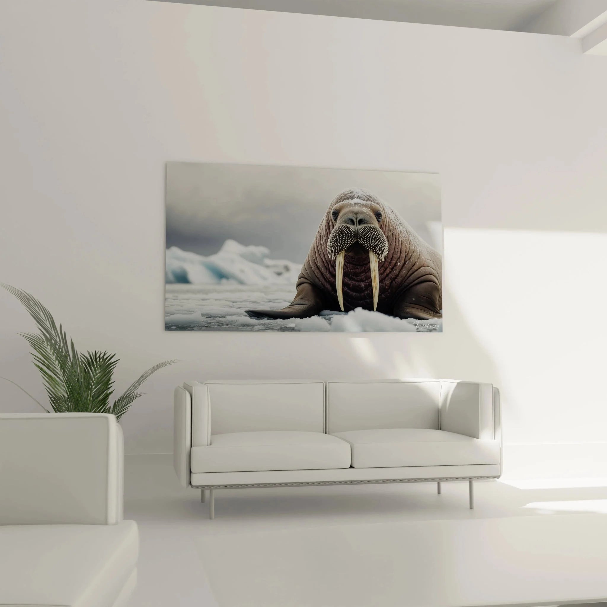 Walross Wandbild Nahaufnahme - Detailreiche Darstellung der charakteristischen Gesichtszüge