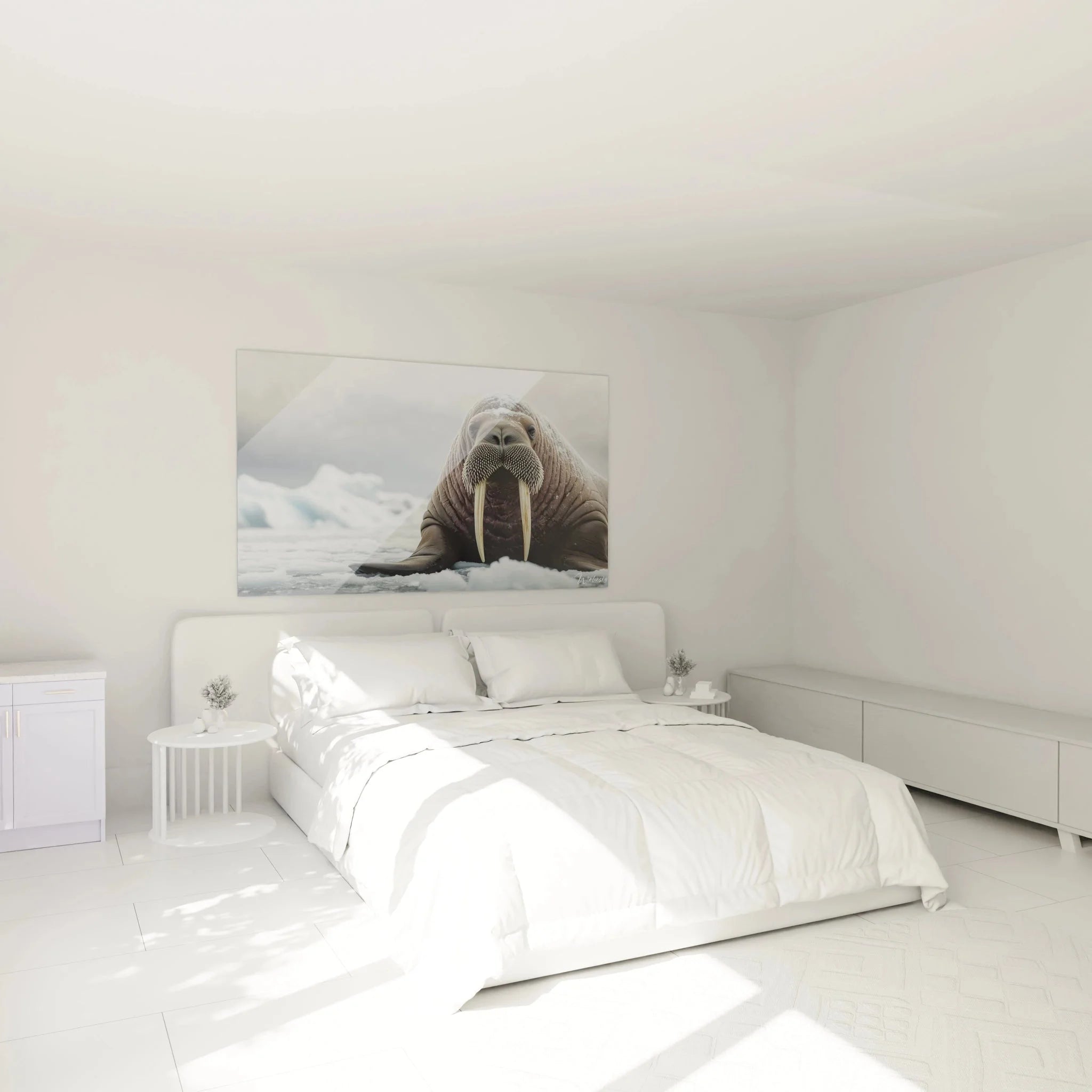 Wandbild Walross Schlafzimmer Dekoration - Beruhigende arktische Tierfotografie als Wandkunst