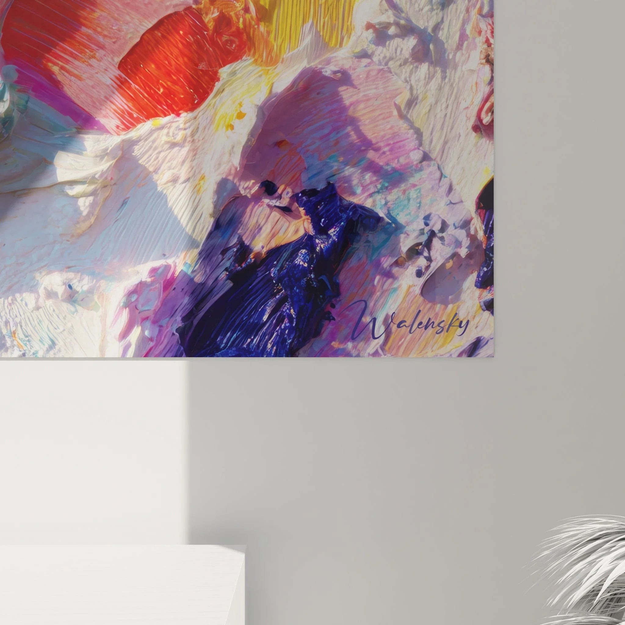 Gesamtansicht Wandbild abstrakte Kunst - Edition Malerei-Optik mit dynamischer Farbkomposition