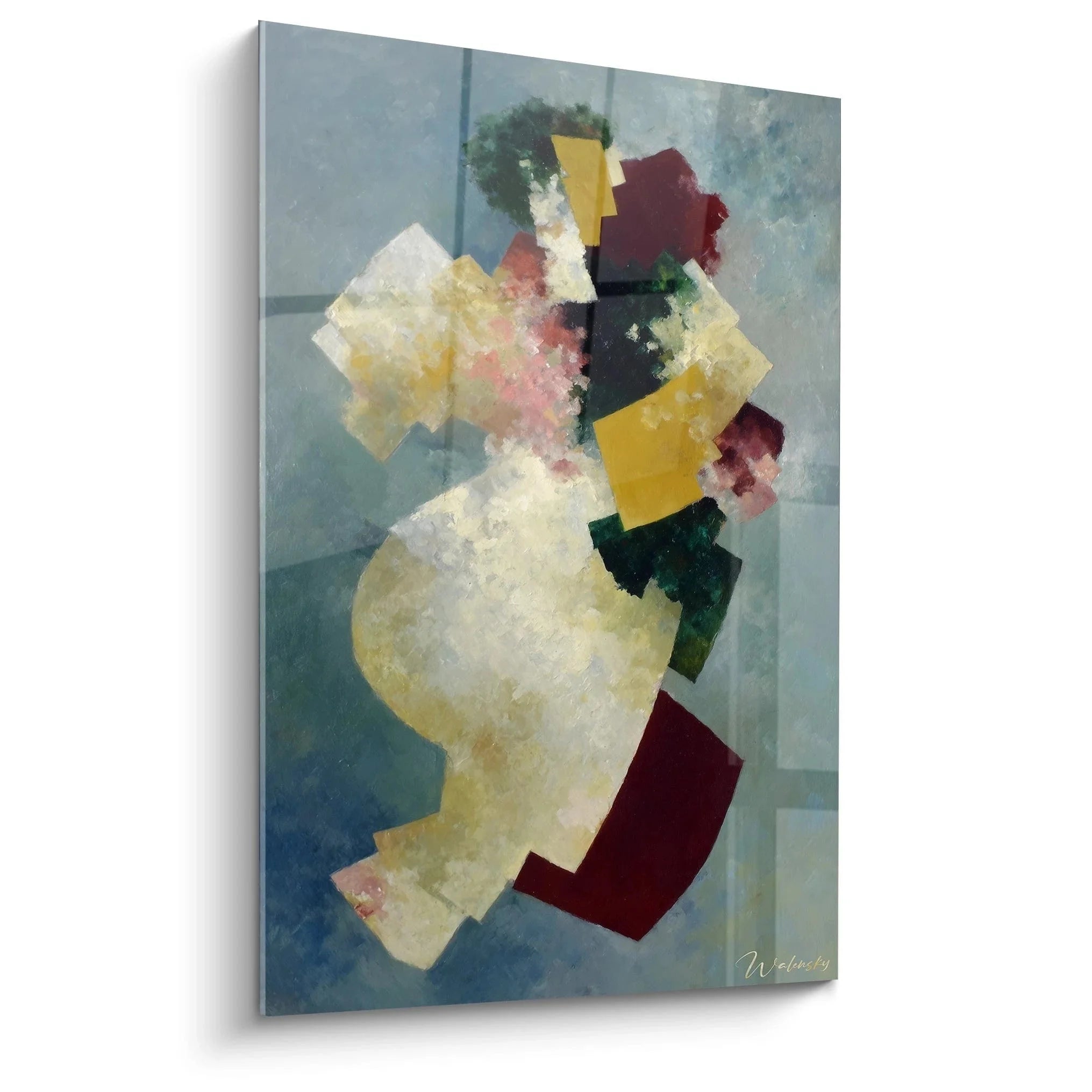 Wandbild abstrakte Blumenvase im kubistischen Stil mit geometrischen Formen - Dadaismus Edition