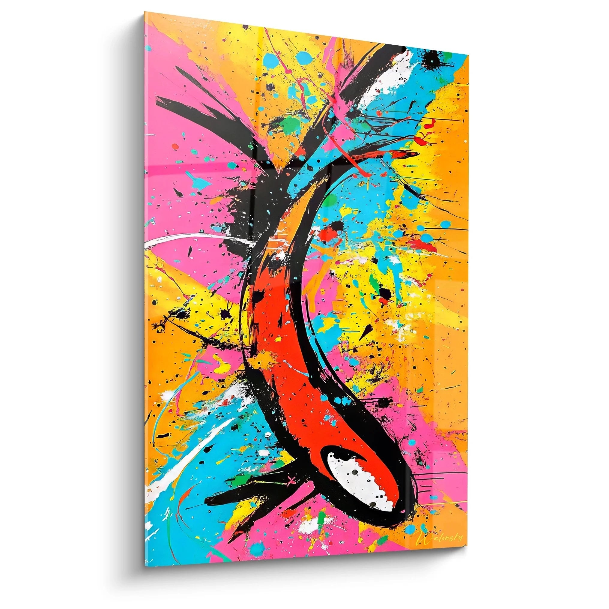 Wandbild abstrakte Explosion mit leuchtenden Farben in Malerei-Optik für moderne Raumgestaltung