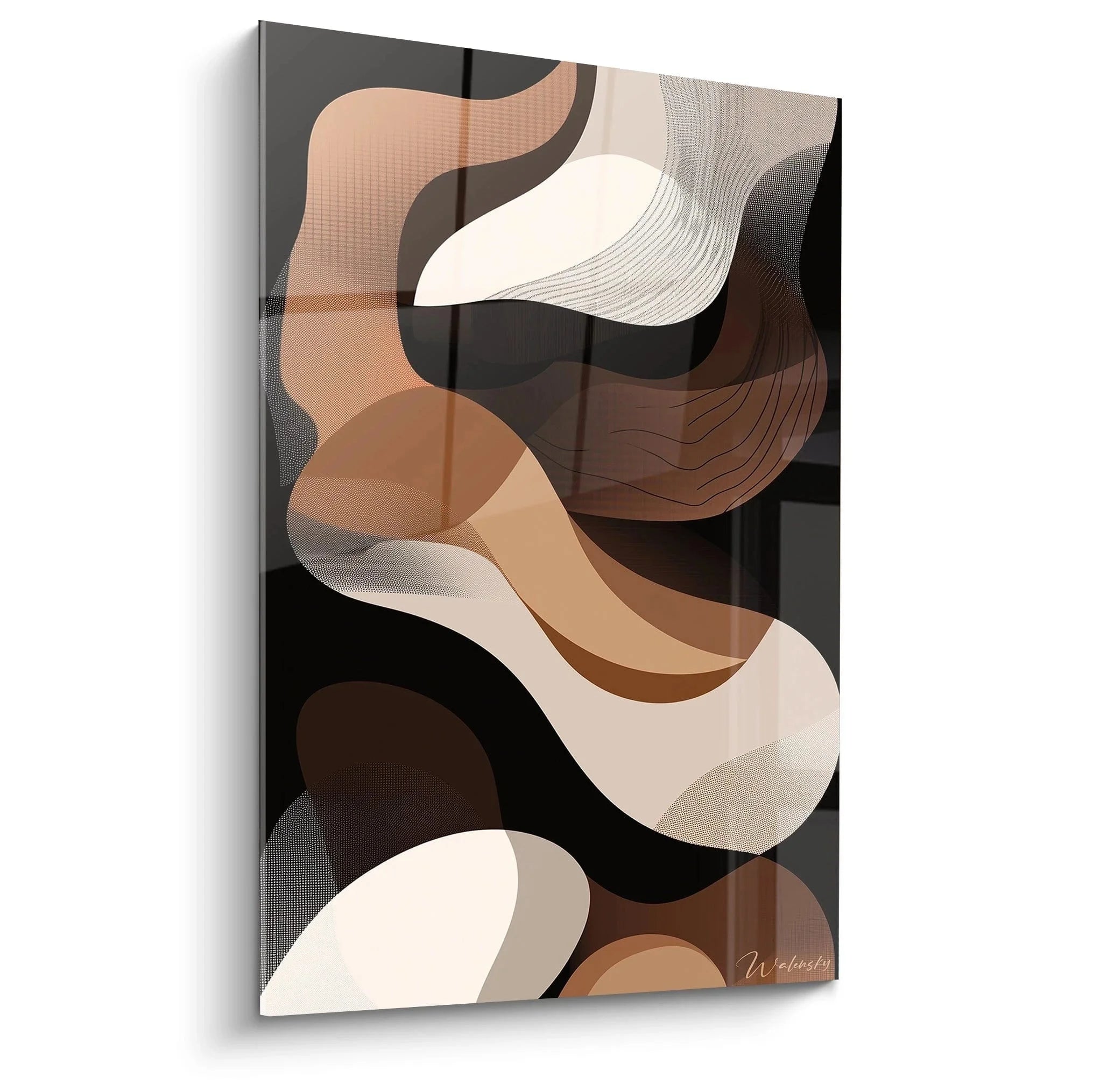 Wandbild abstrakte Formen in Erdtönen - moderne afrikanische Kunst mit organischen Silhouetten