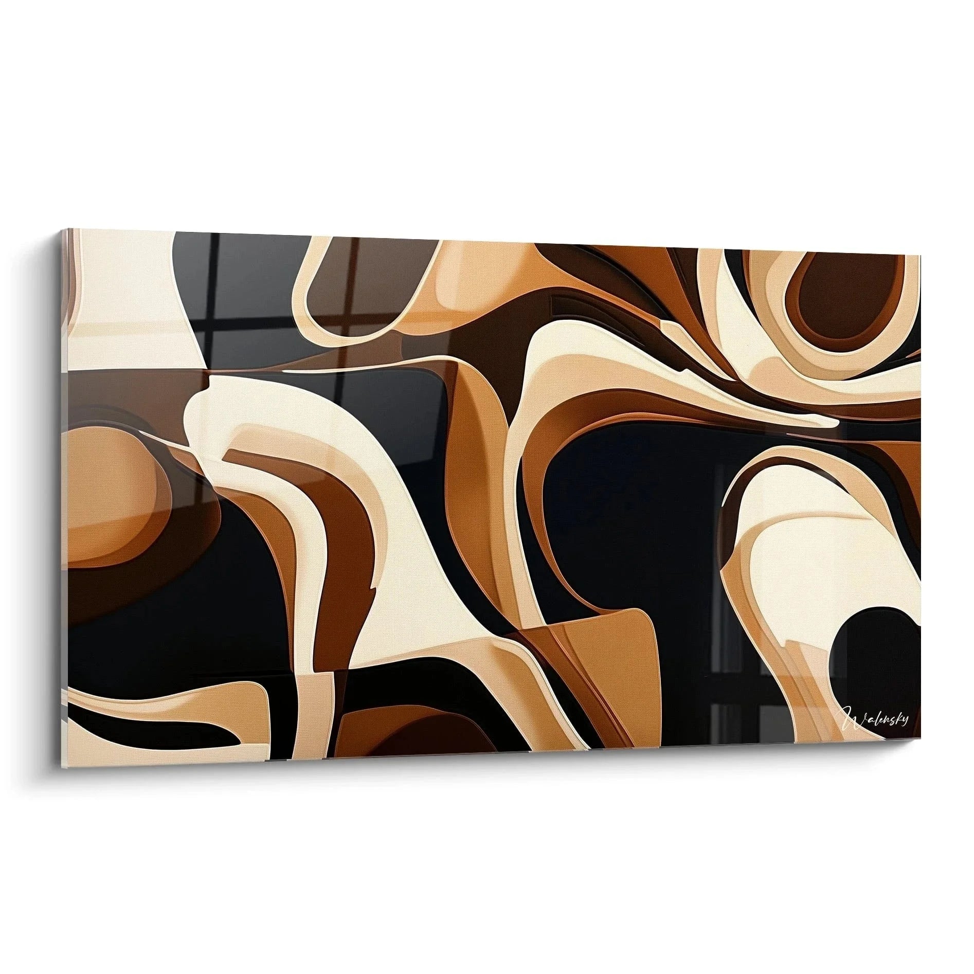 Wandbild abstrakte afrikanische Formen mit organischen Wellen in warmen Erdtönen