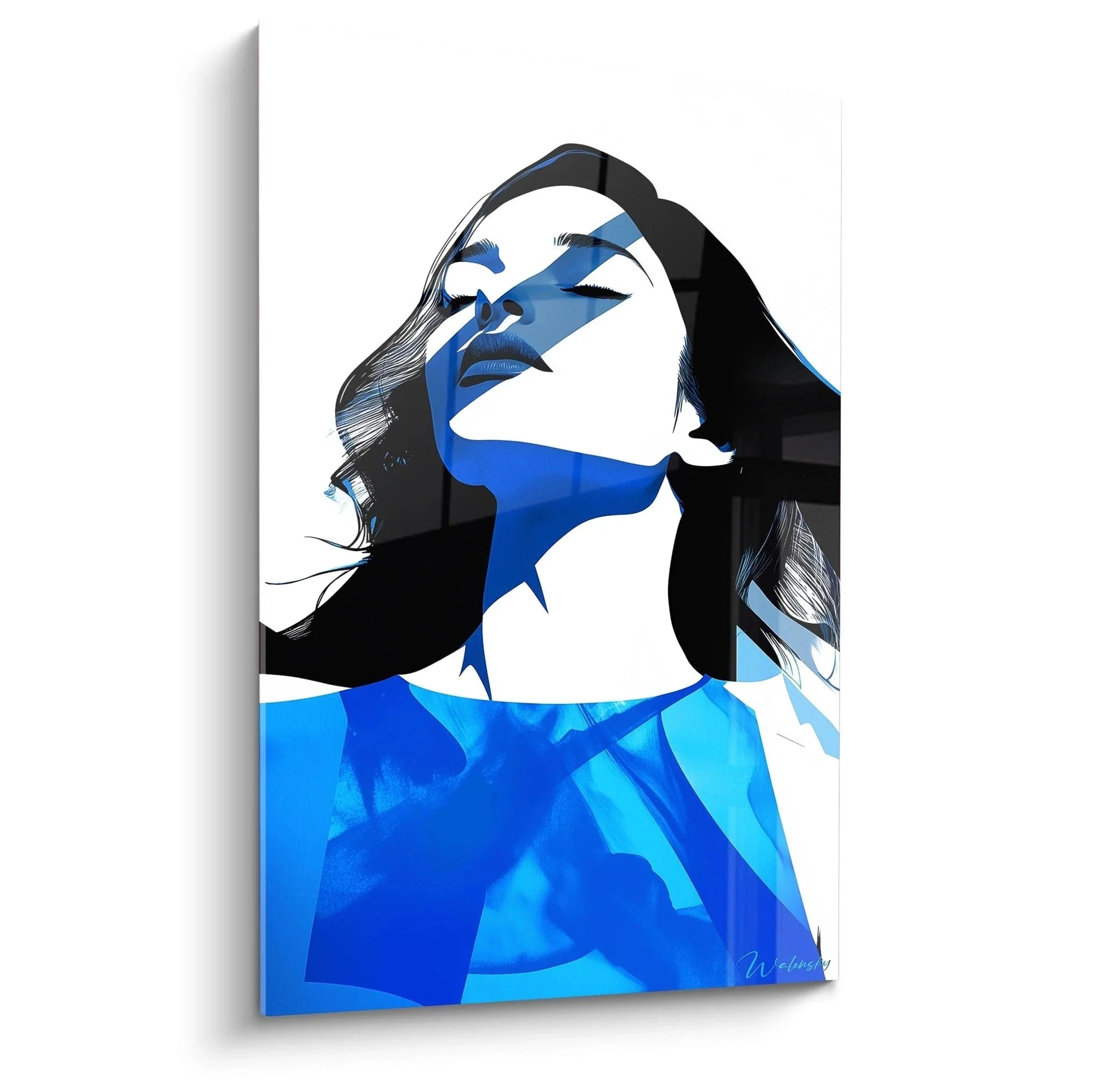 Wandbild abstrakte Frau in blau mit geometrischen Formen - Edition Corot