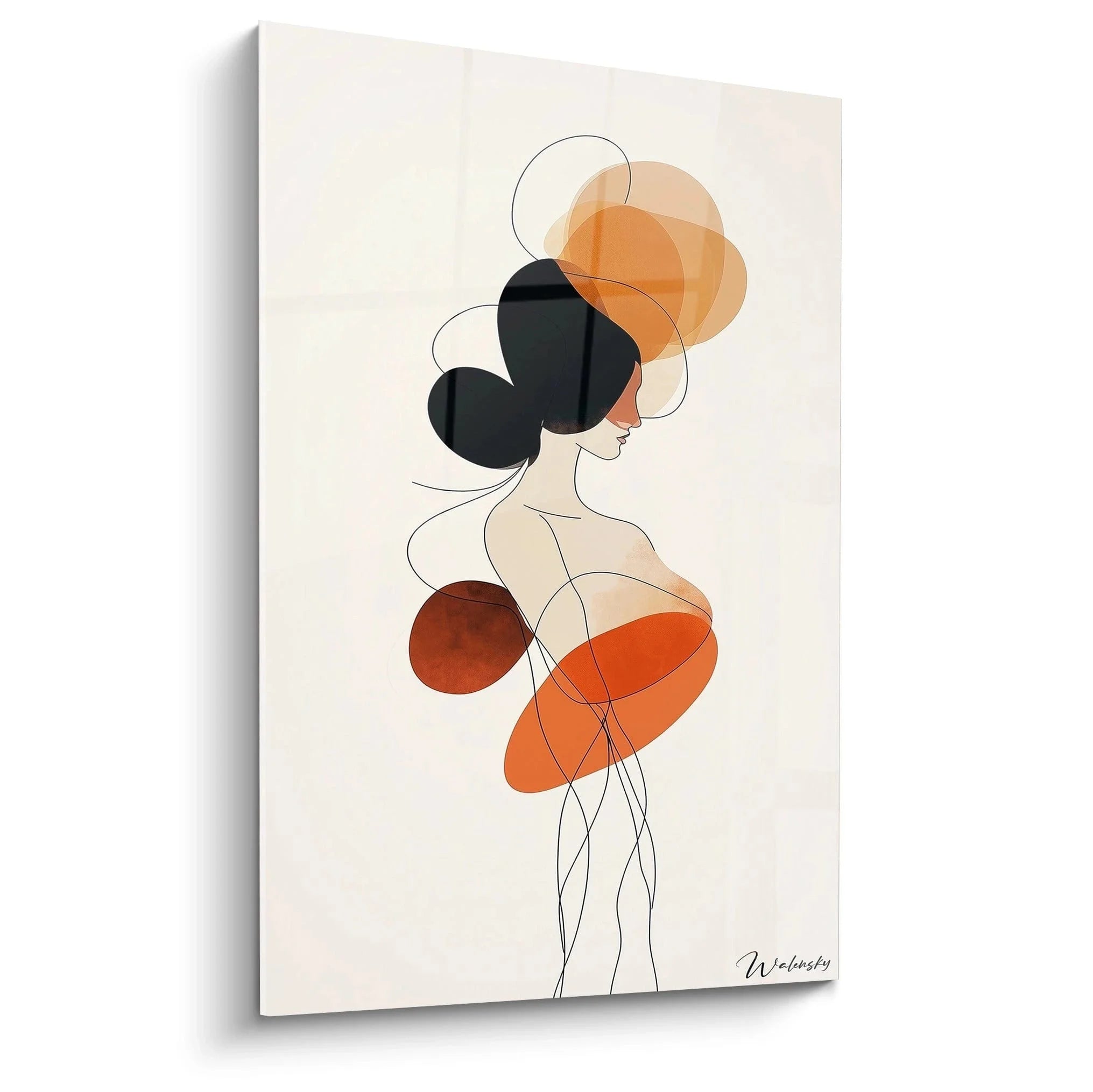 Wandbild abstrakte Frau Silhouette in warmen Orangetönen - moderne Kunst für Wohnräume