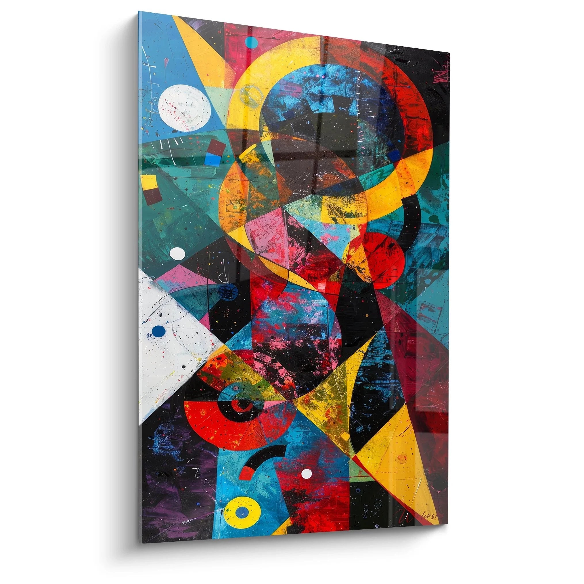 Wandbild abstrakte Geometrie mit kosmischen Formen in bunten Farben - geometrische Kunst XXL