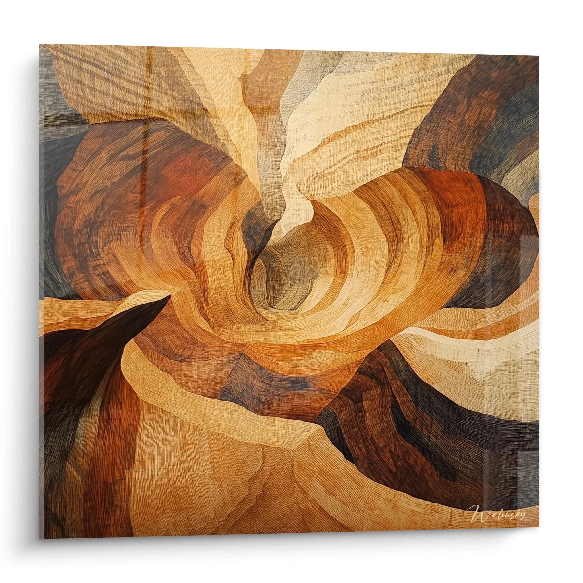 Wandbild abstrakte Holzstrukturen expressionistisch braun wirbelnde organische Formen moderne Wandkunst