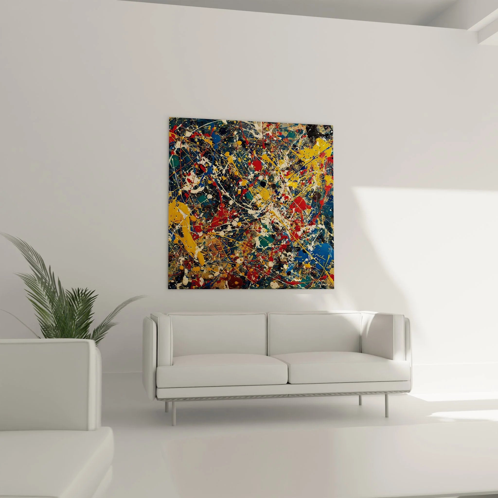 Detailansicht Wandbild abstrakte Komposition Farbspritzer Textur Malerei-Optik Nahaufnahme