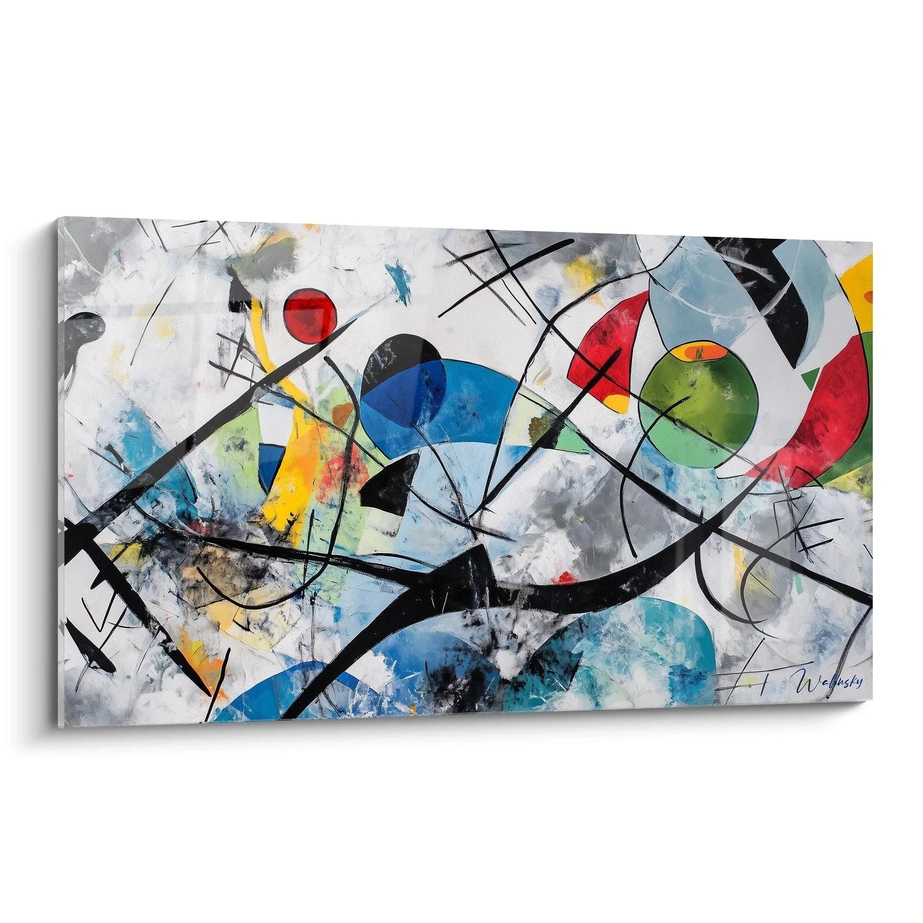 Wandbild abstrakte Komposition mit geometrischen Formen im Kandinsky Stil für moderne Wanddekoration