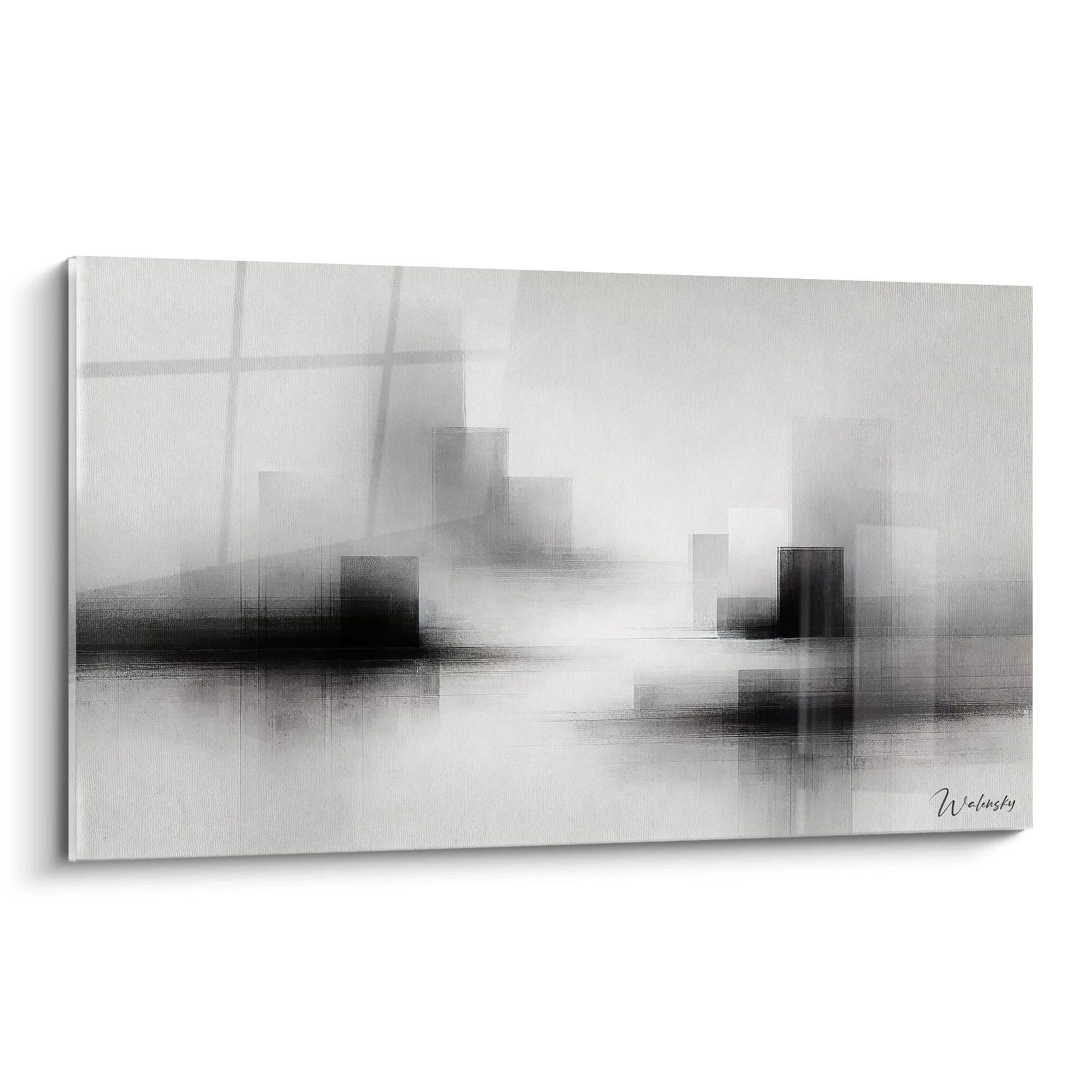 Wandbild abstrakte Komposition in Schwarz-Weiß mit geometrischen Formen - Edition Minimalismus