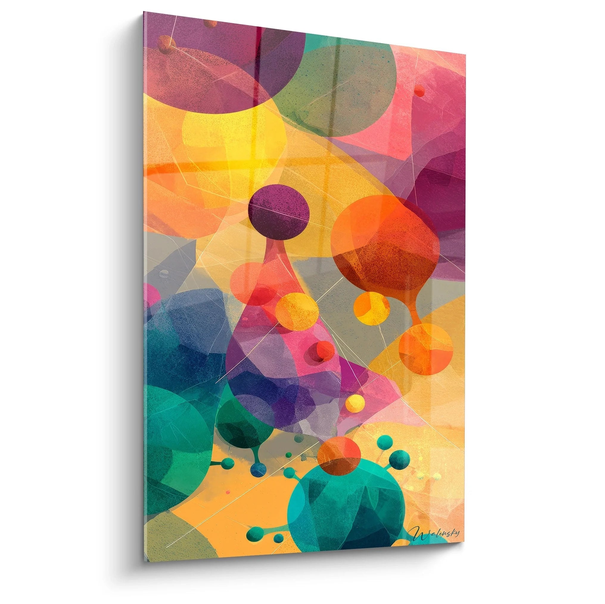 Wandbild abstrakte Kreise in leuchtenden Farben - geometrische Kunst für moderne Wohnräume