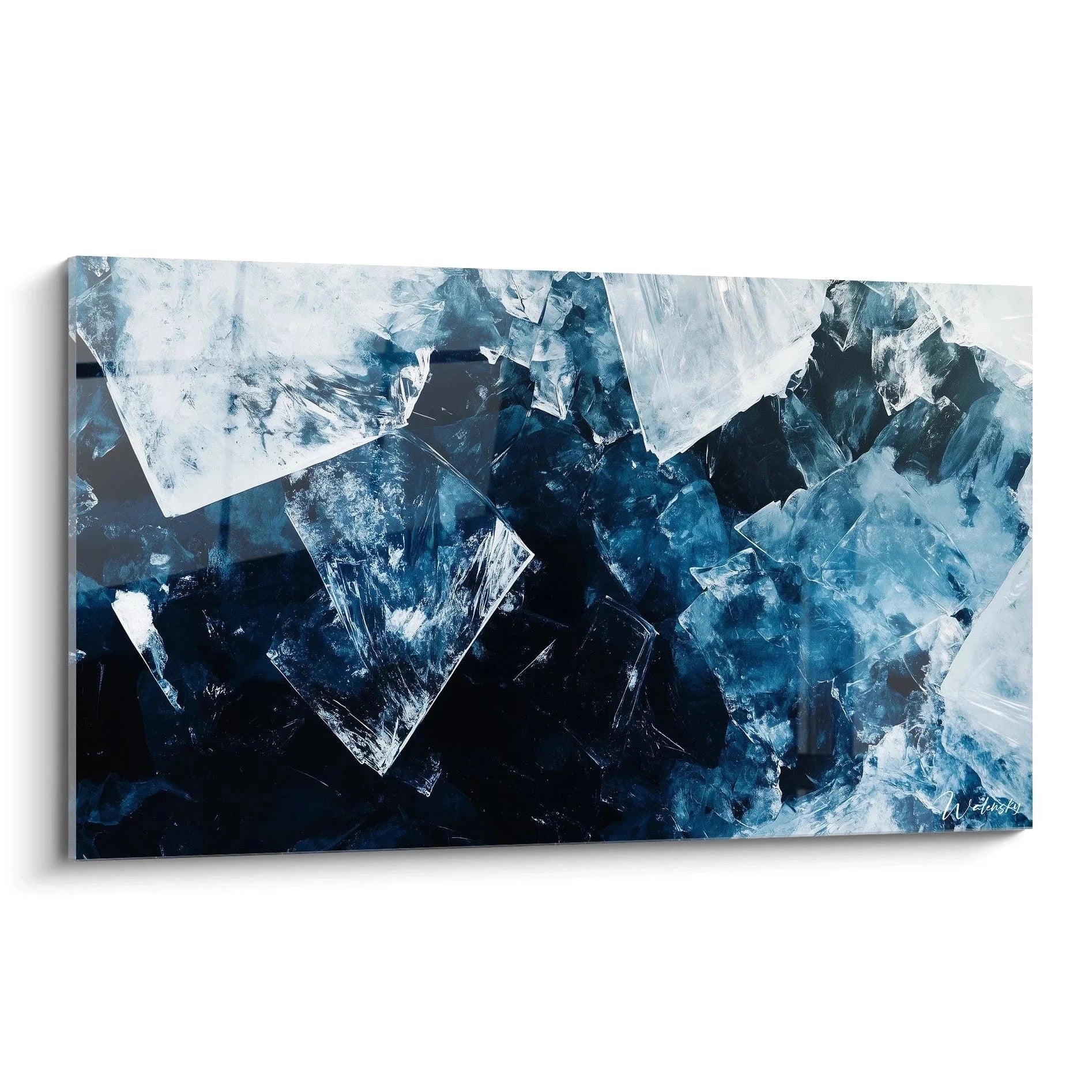 Wandbild abstrakte Kristalle in Blautönen - Edition Caspar David Friedrich geometrische Wandkunst