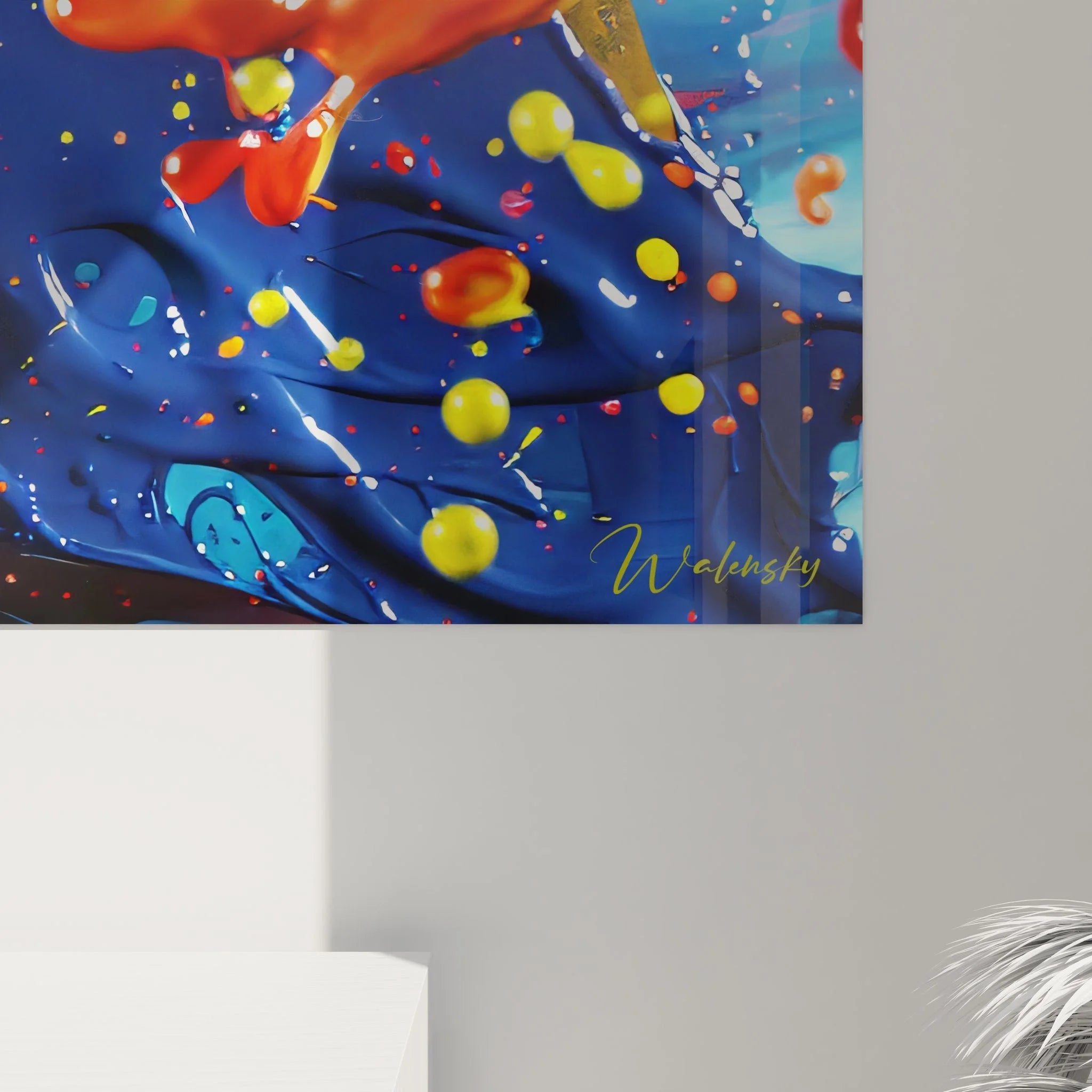 Gesamtansicht Wandbild abstrakte Farbexplosion - Action Painting Stil in Malerei-Optik Premium Qualität