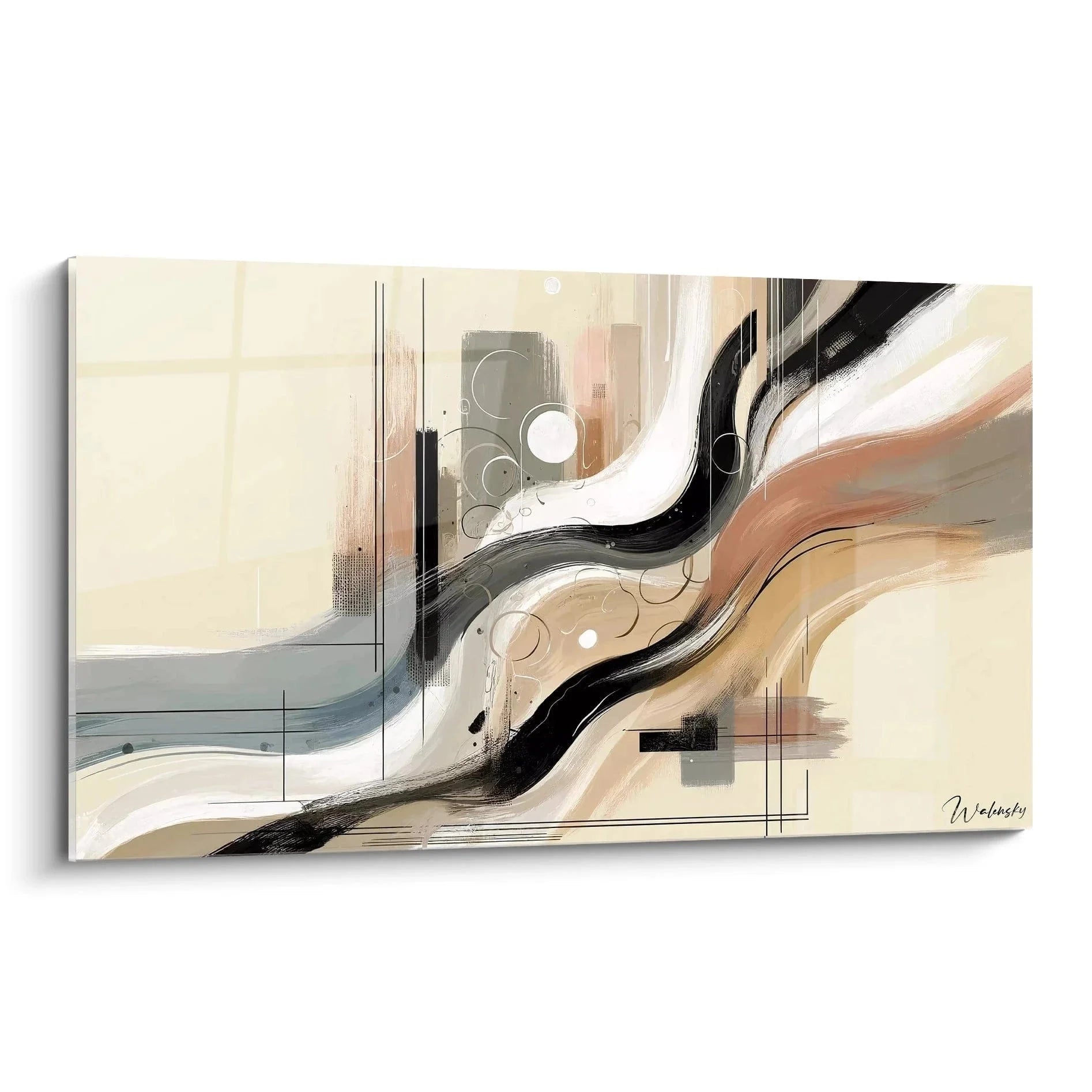 Wandbild abstrakte Kunst mit fließenden Formen in warmen Erdtönen - minimalistische Wanddekoration