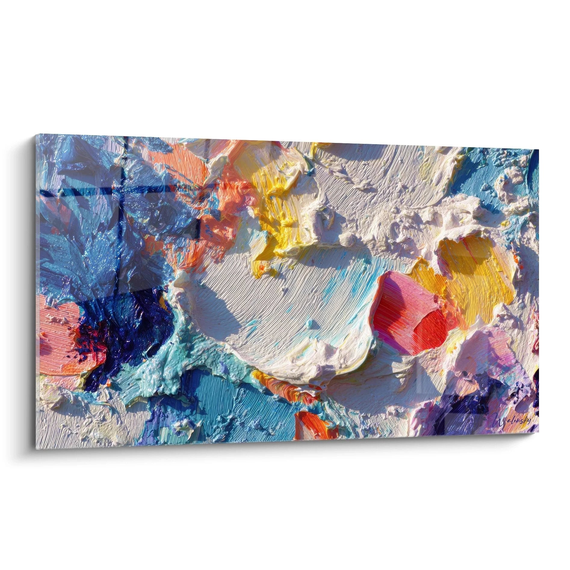 Wandbild abstrakte Kunst mit lebendigen Farben in Malerei-Optik - Farbexplosion auf Leinwand