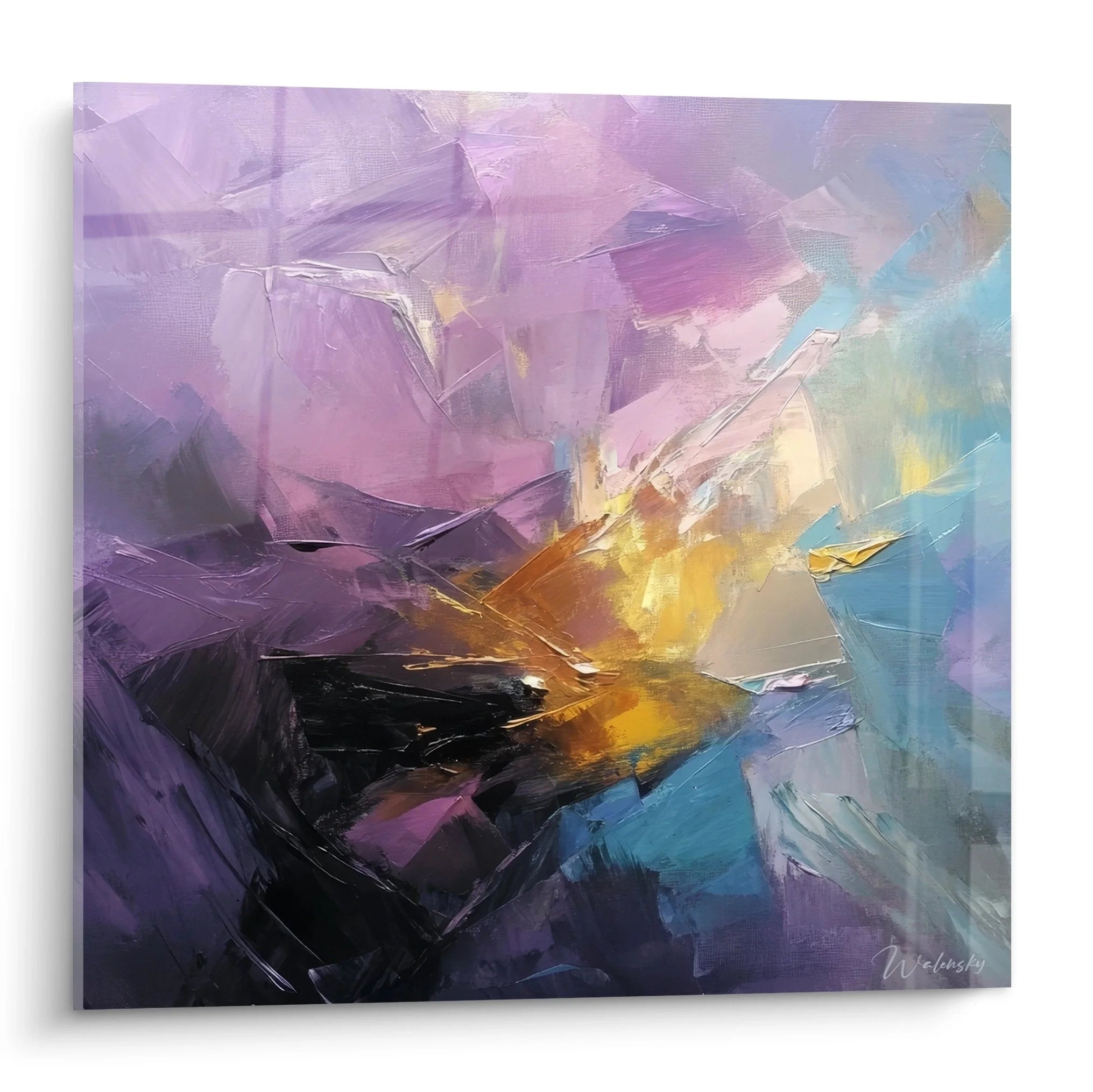 Wandbild abstrakte Kunst violette Explosion Malerei-Optik moderne Wanddekoration