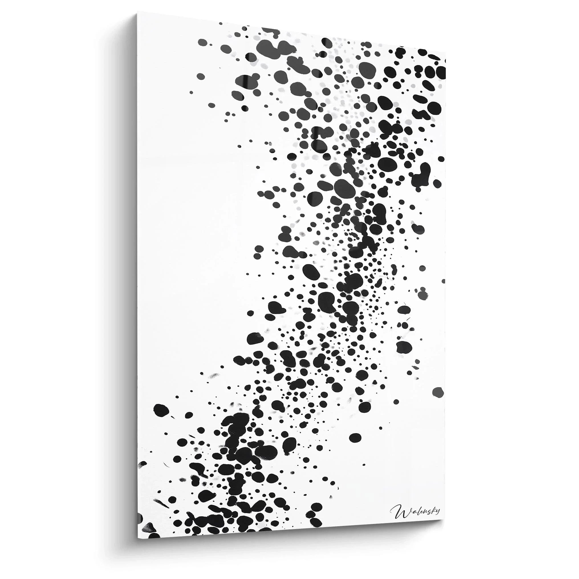 Wandbild abstrakte schwarze Punkte auf weißem Hintergrund im Dalmatiner Stil für moderne Wanddekoration