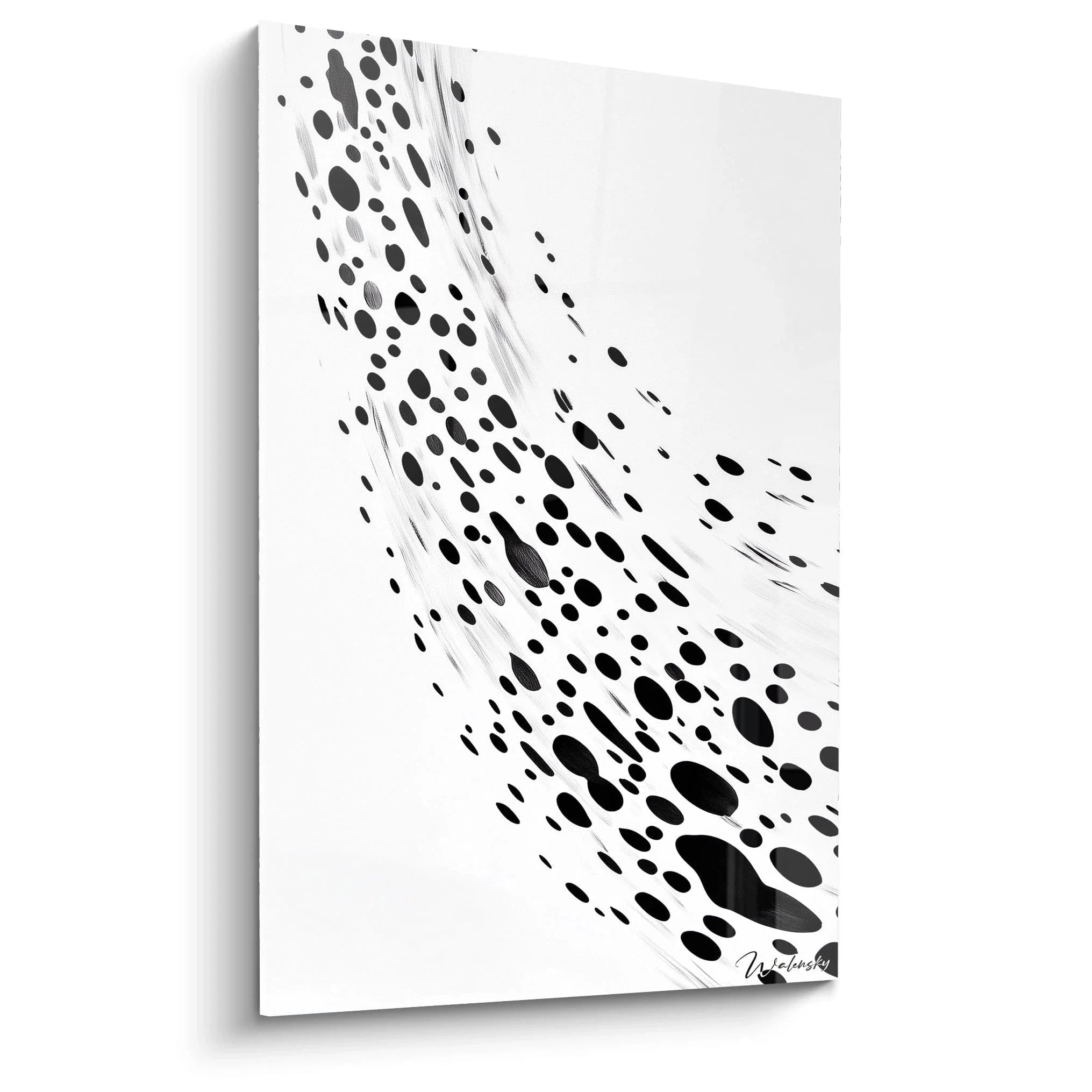 Wandbild abstrakte schwarze Punkte auf weißem Grund im Dalmatiner-Style für moderne Wanddekoration