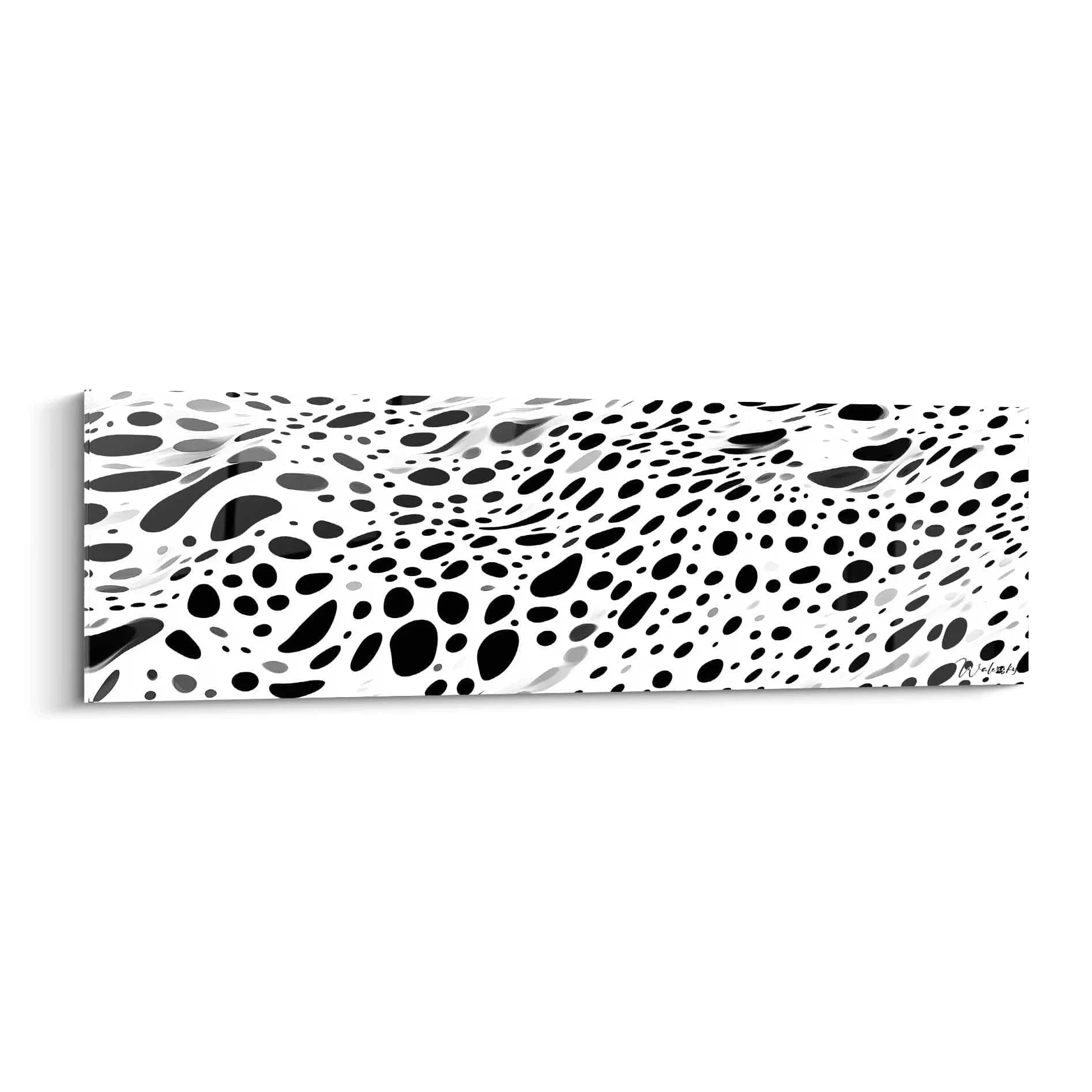 Wandbild abstrakte Punkte schwarz-weiß, Dalmatiner-inspirierte Punktkunst für moderne Wanddekoration