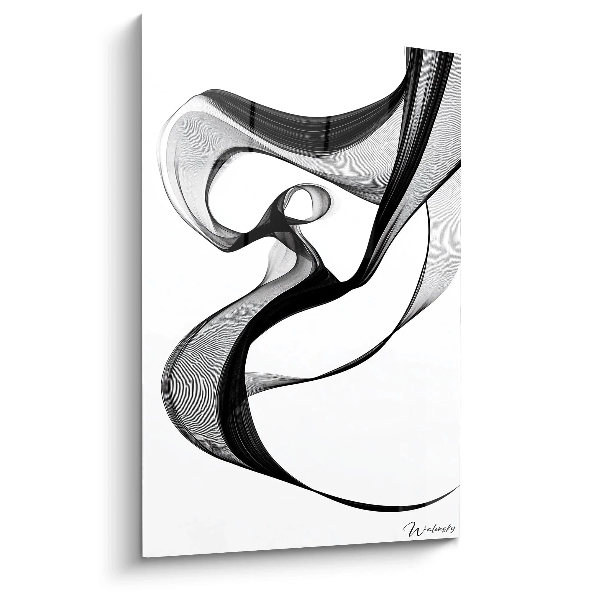 Wandbild abstrakte Rauchlinien schwarz-weiß mit eleganten Schwüngen und fließenden Strukturen