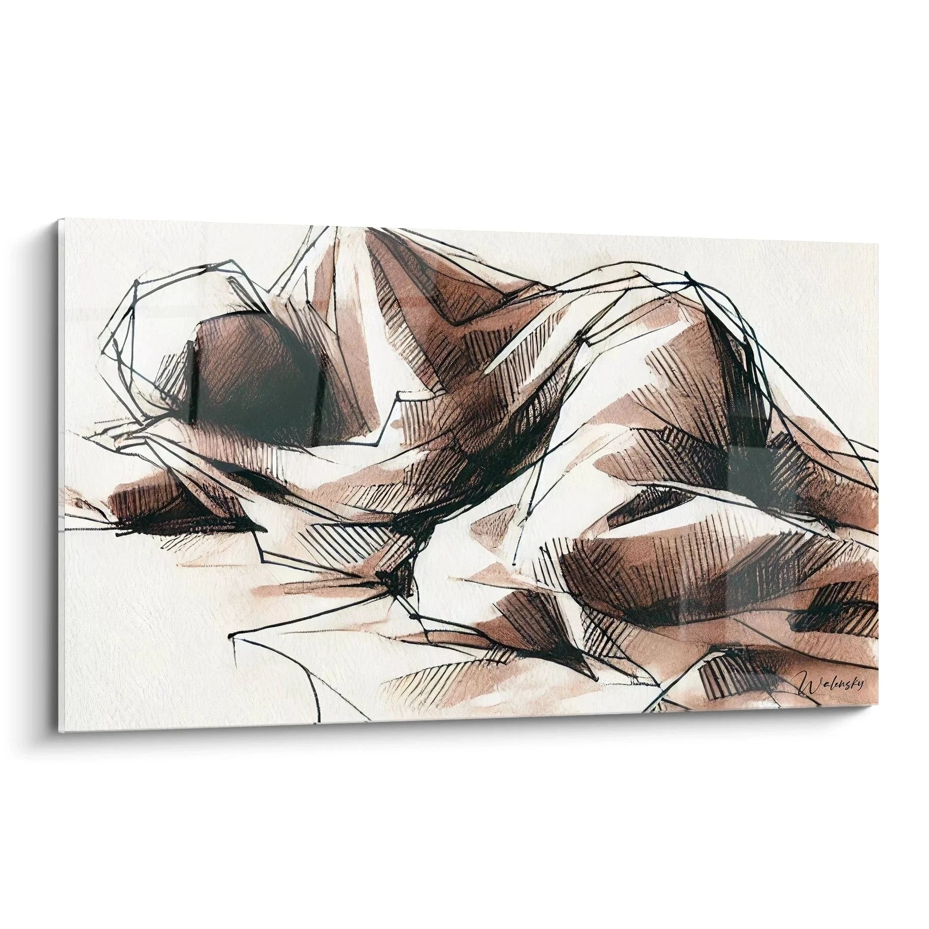 Wandbild abstrakte ruhende Figur in Erdtönen, moderne Körperkunst für Wanddekoration