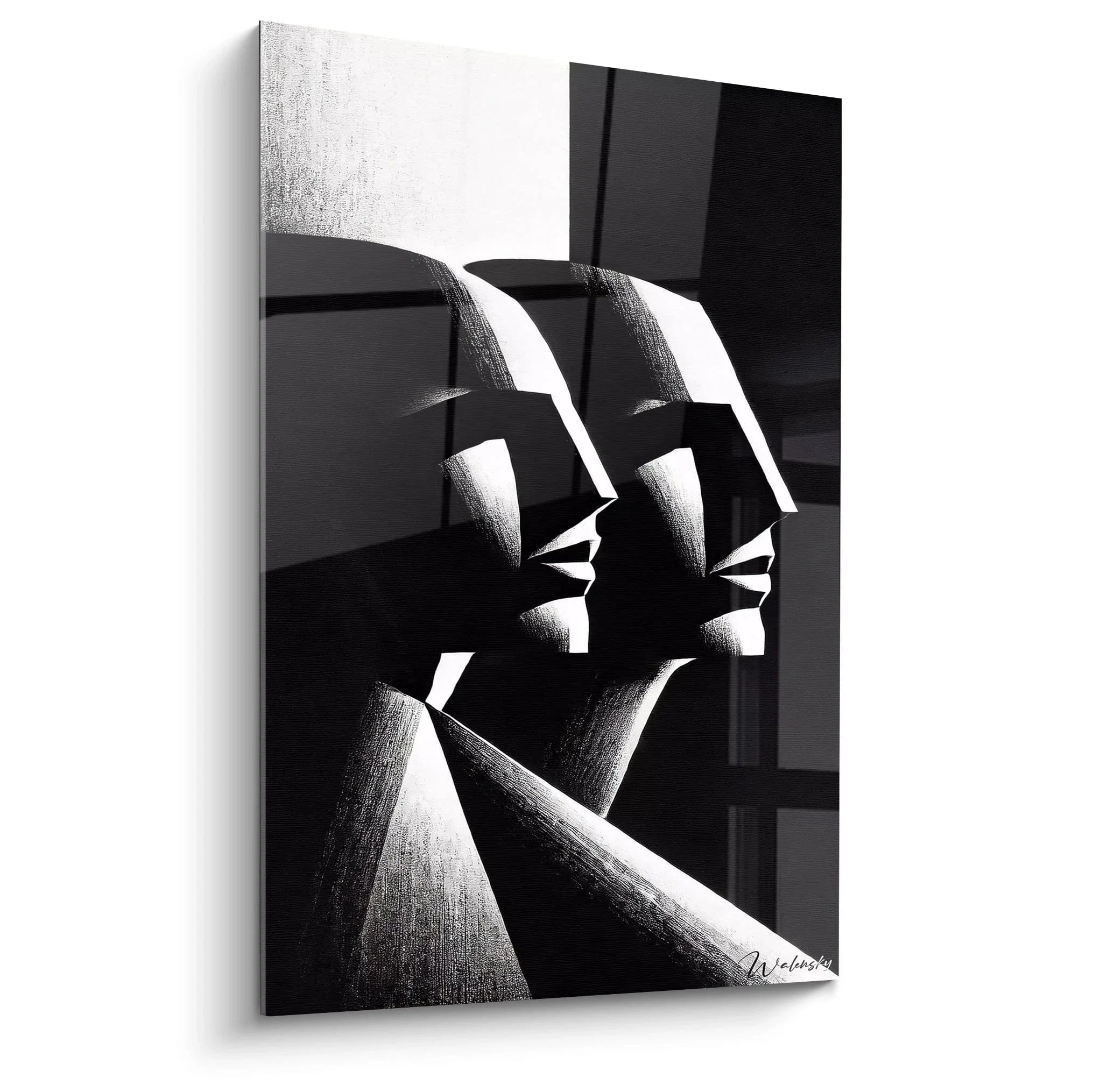 Wandbild abstrakte Silhouetten Doppelporträt schwarz-weiß moderne Wandkunst