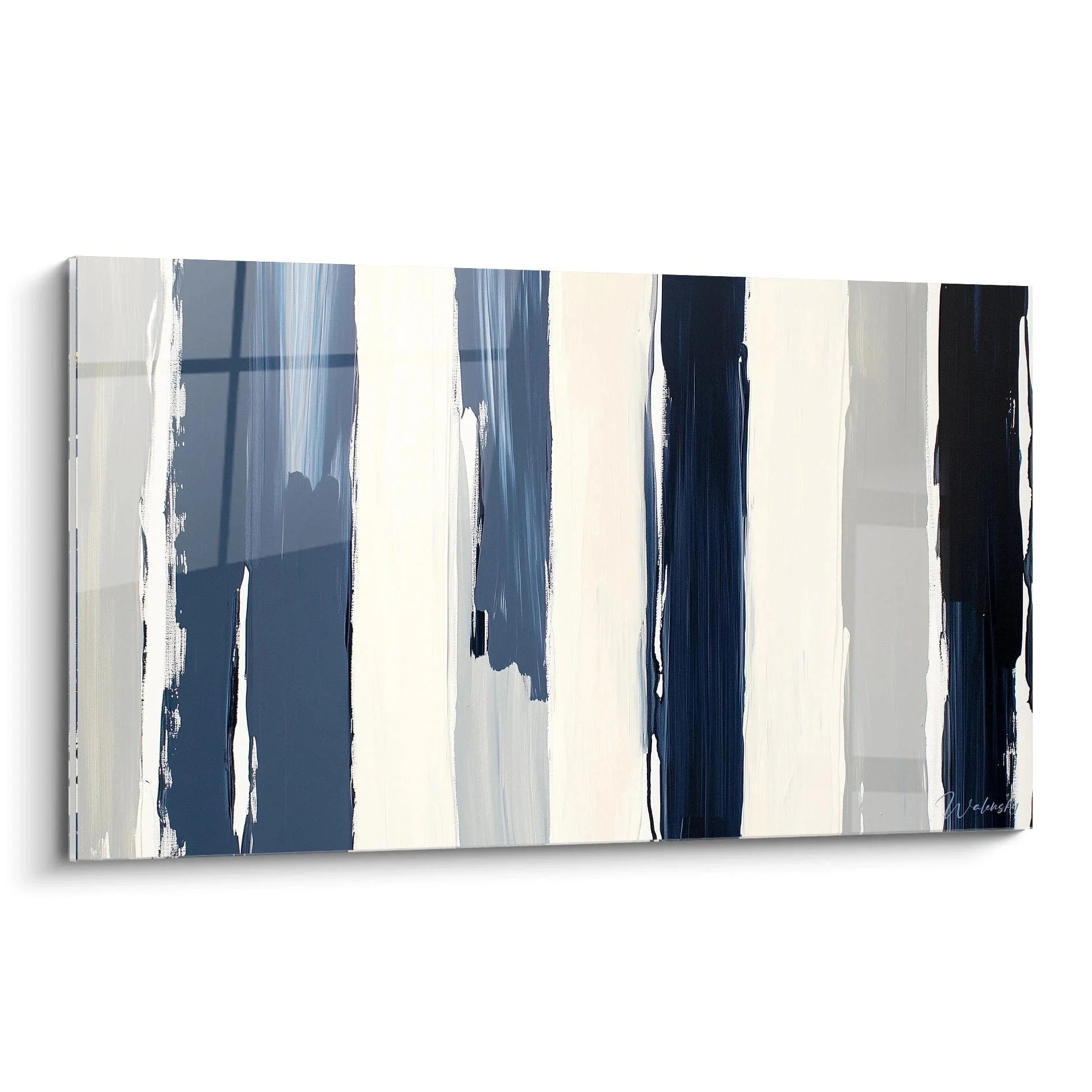 Wandbild abstrakte Streifen in Blau und Grau, moderne Musikkunst für Wandgestaltung