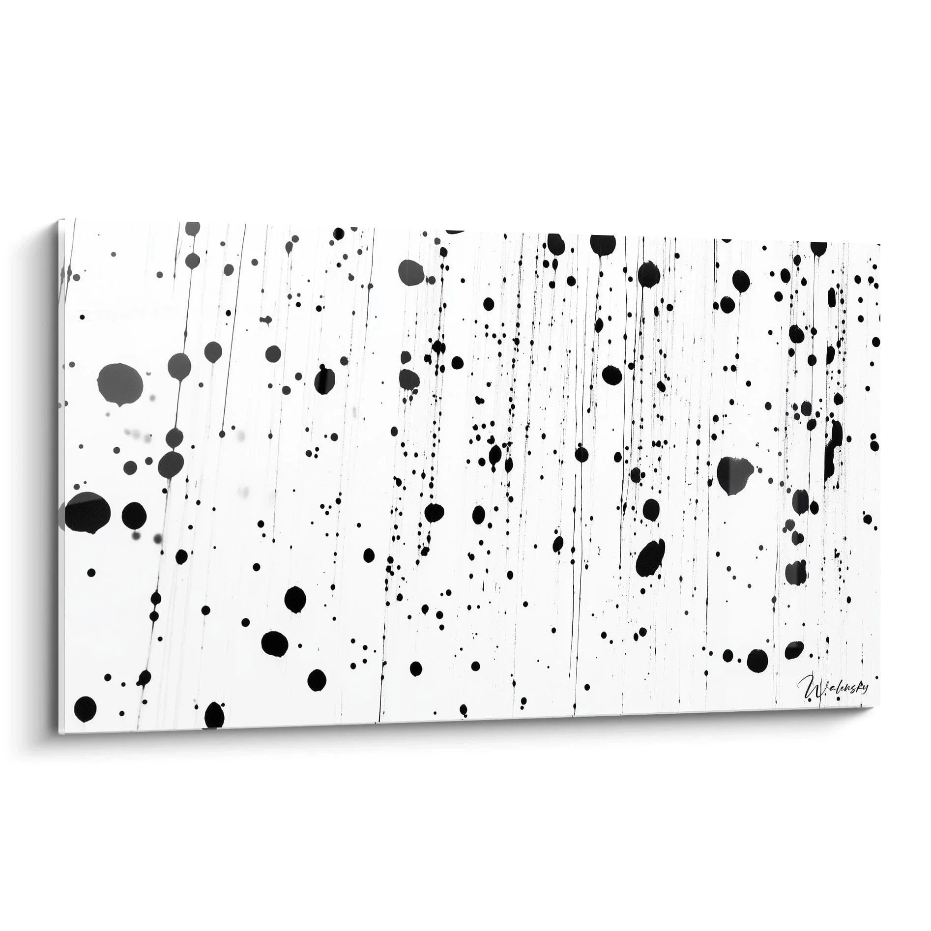 Wandbild abstrakte Tintenspritzer schwarz-weiß mit Dalmatiner Tropfenmuster für moderne Wanddekoration