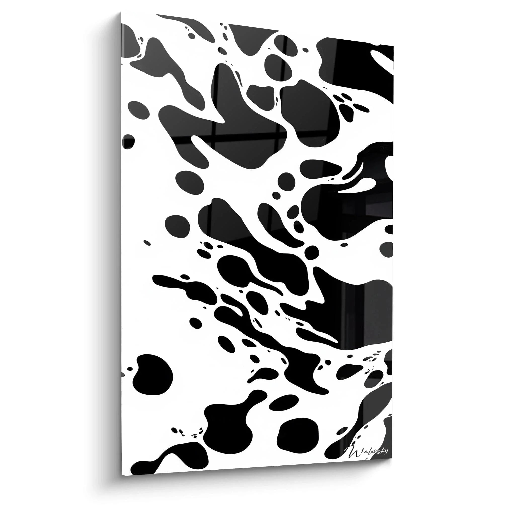 Wandbild abstrakte Tintentropfen schwarz-weiß Dalmatiner-Stil moderne Wanddekoration