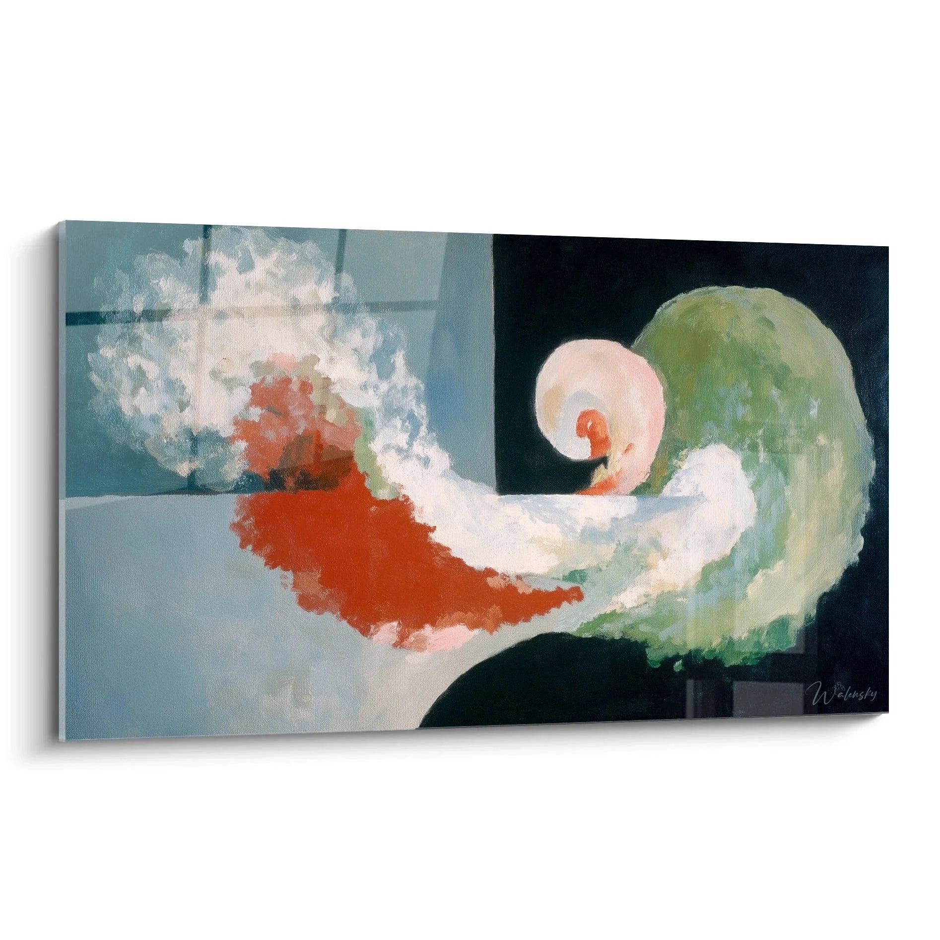 Wandbild abstrakte Welle in rot und grün - Dadaismus Edition moderne Kunst für Wohnzimmer