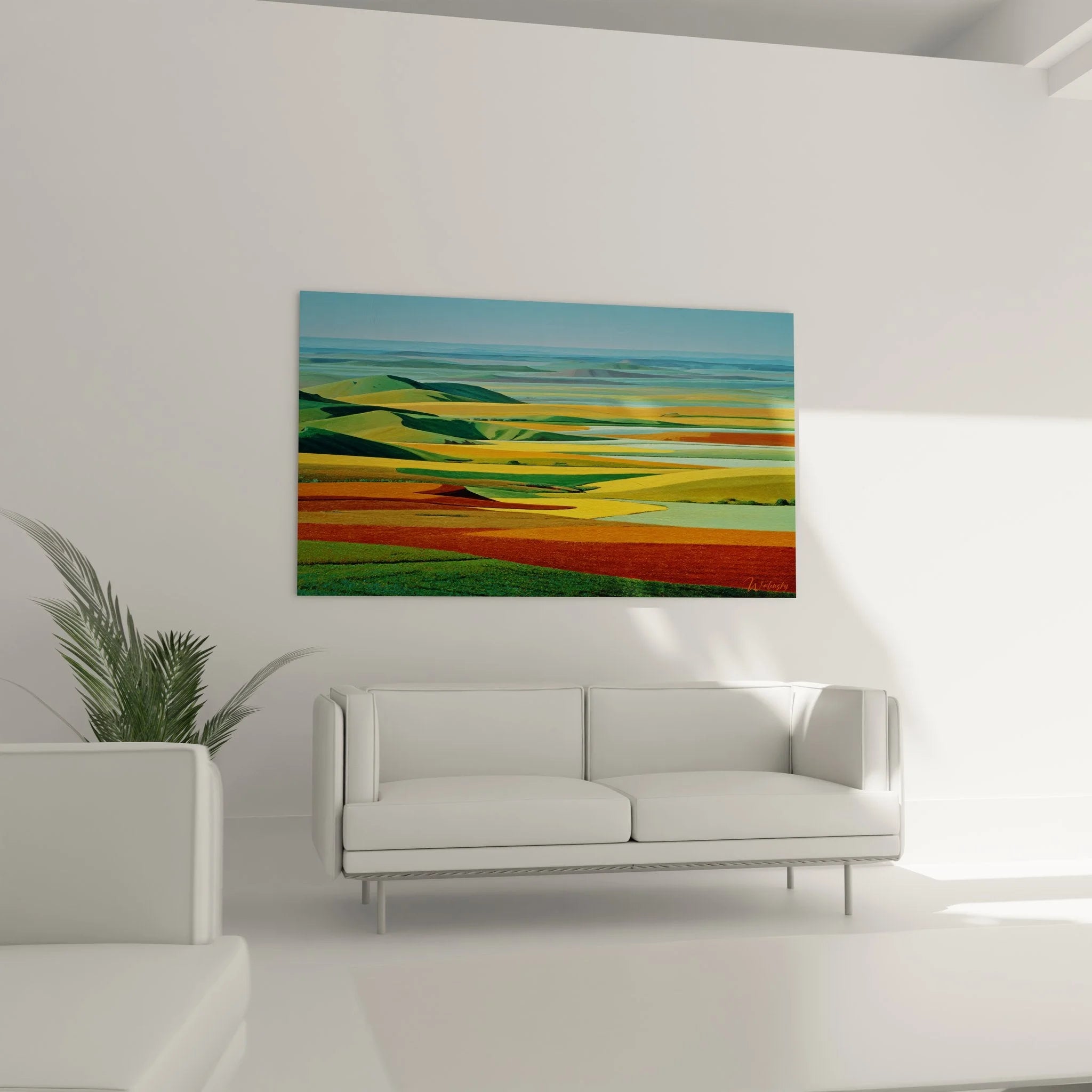 Detailansicht Wandbild Ackerlandschaft - Farbintensive Felder Struktur und Textur Nahaufnahme