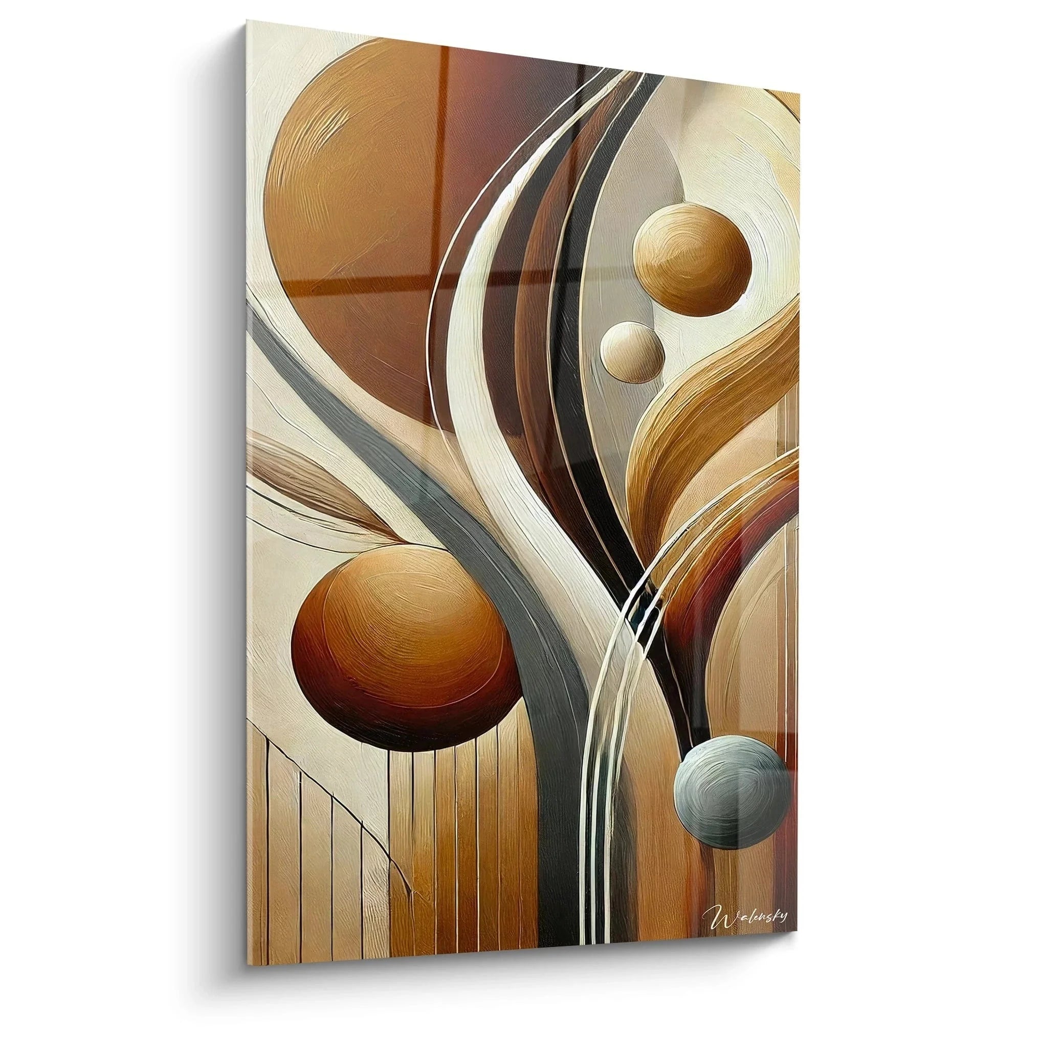 Abstraktes Afrika Wandbild mit dynamischen Formen und warmen Erdtönen in moderner Komposition