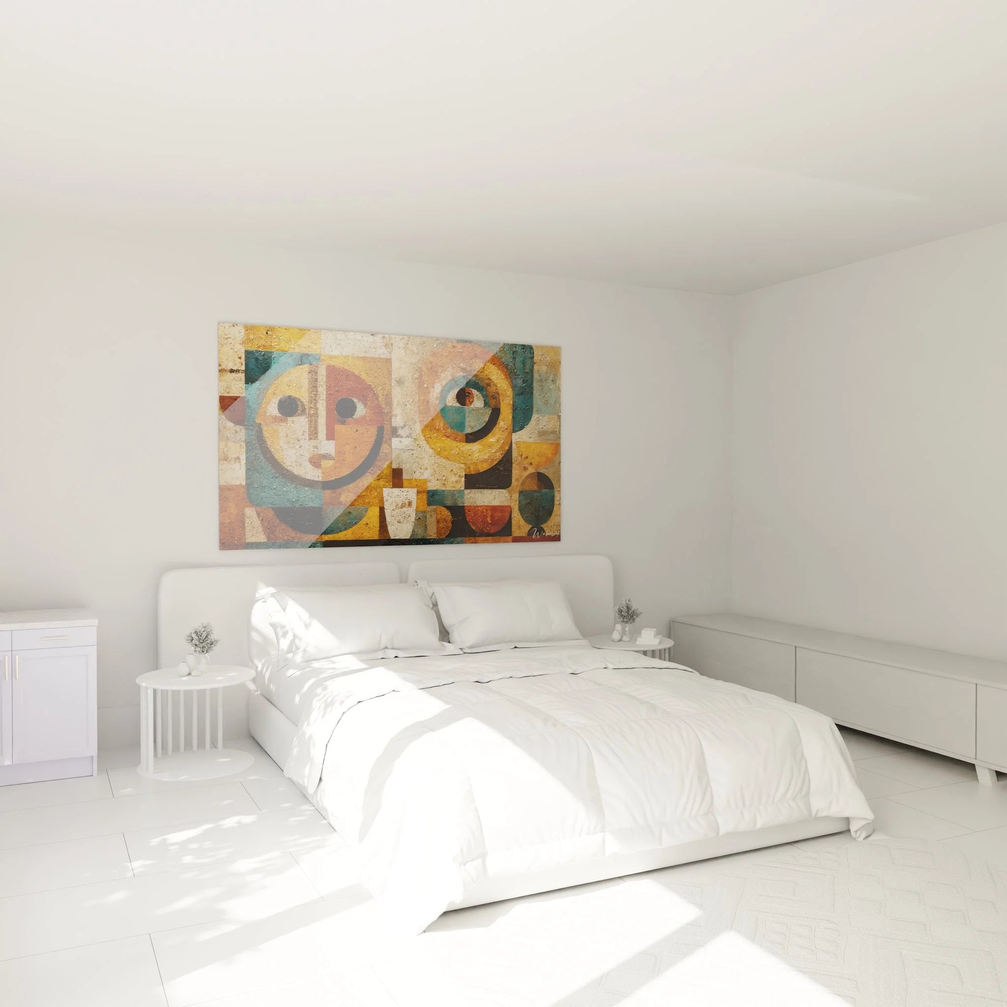 Abstrakte afrikanische Kunst Wandbild im Schlafzimmer geometrische Gesichter Dekoration