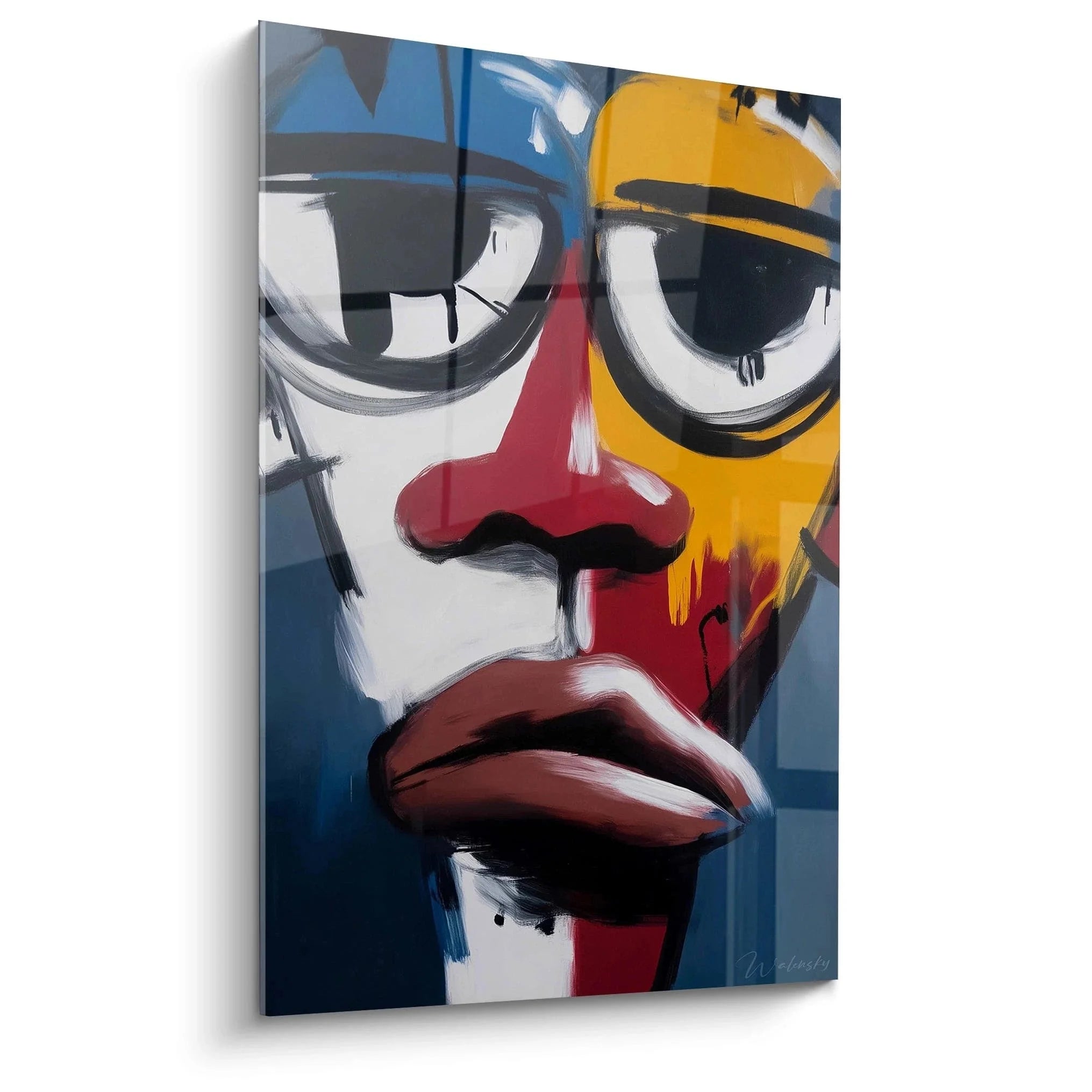 Modernes Wandbild afrikanische Maske mit bunten Farben und zeitgenössischer Interpretation