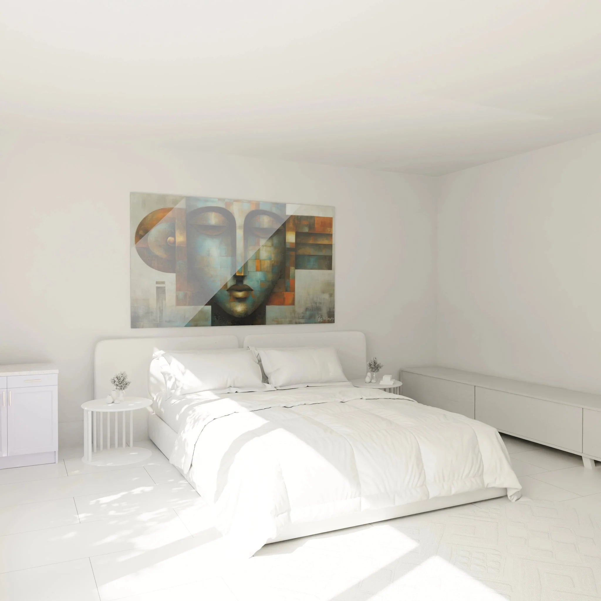Modernes Wandbild geometrische afrikanische Maske als stilvolle Schlafzimmer Wanddekoration